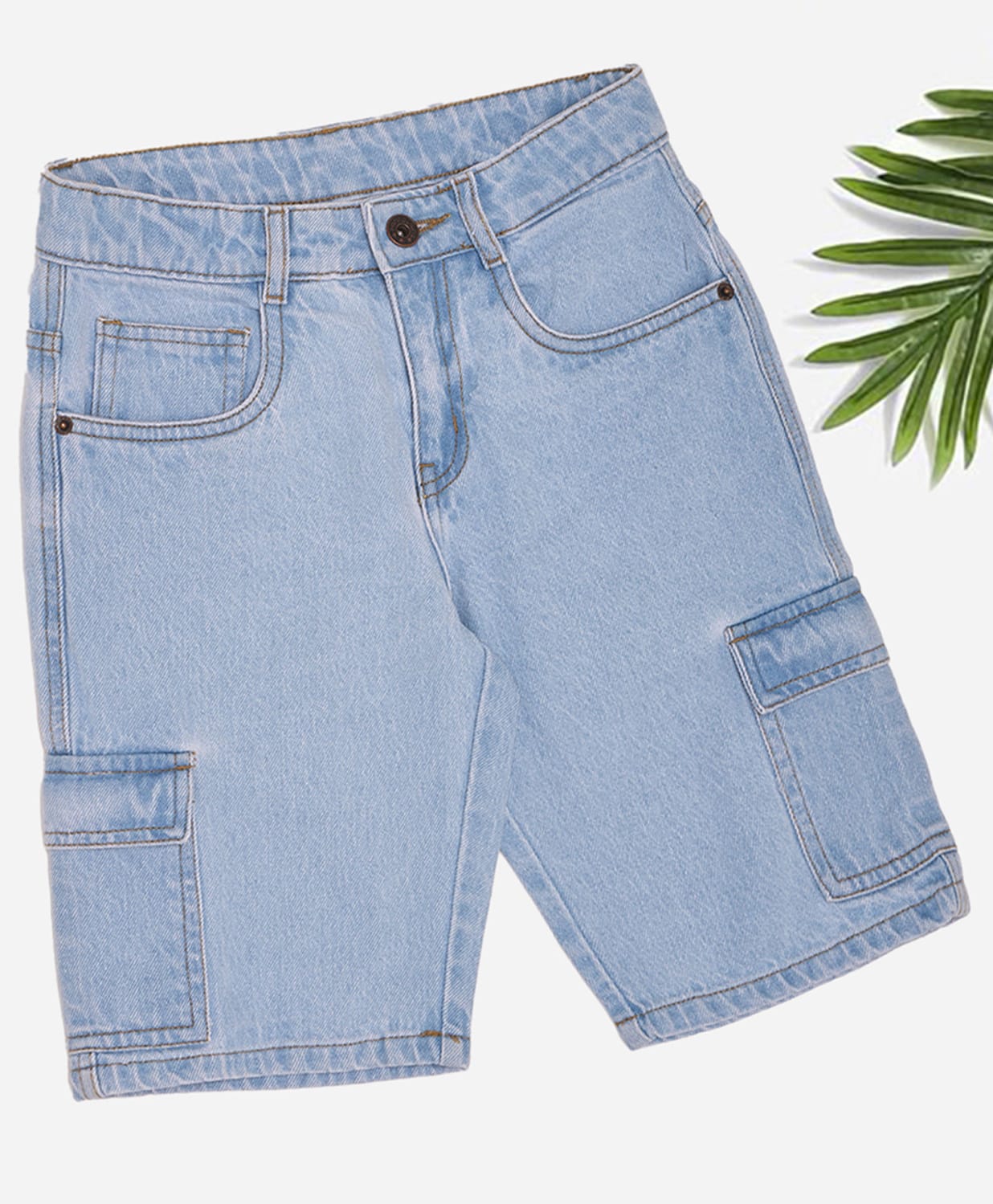 Pantaloons Junior Denim Mild Washed Shorts - Light Blue-picture-20