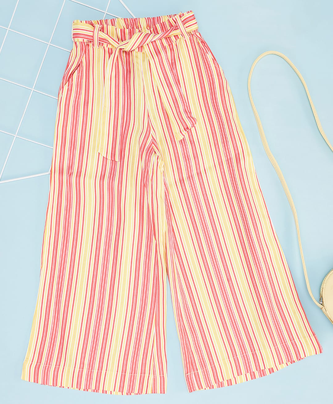Pantaloons Junior Rayon Woven Striped Trouser - Pink-picture-37