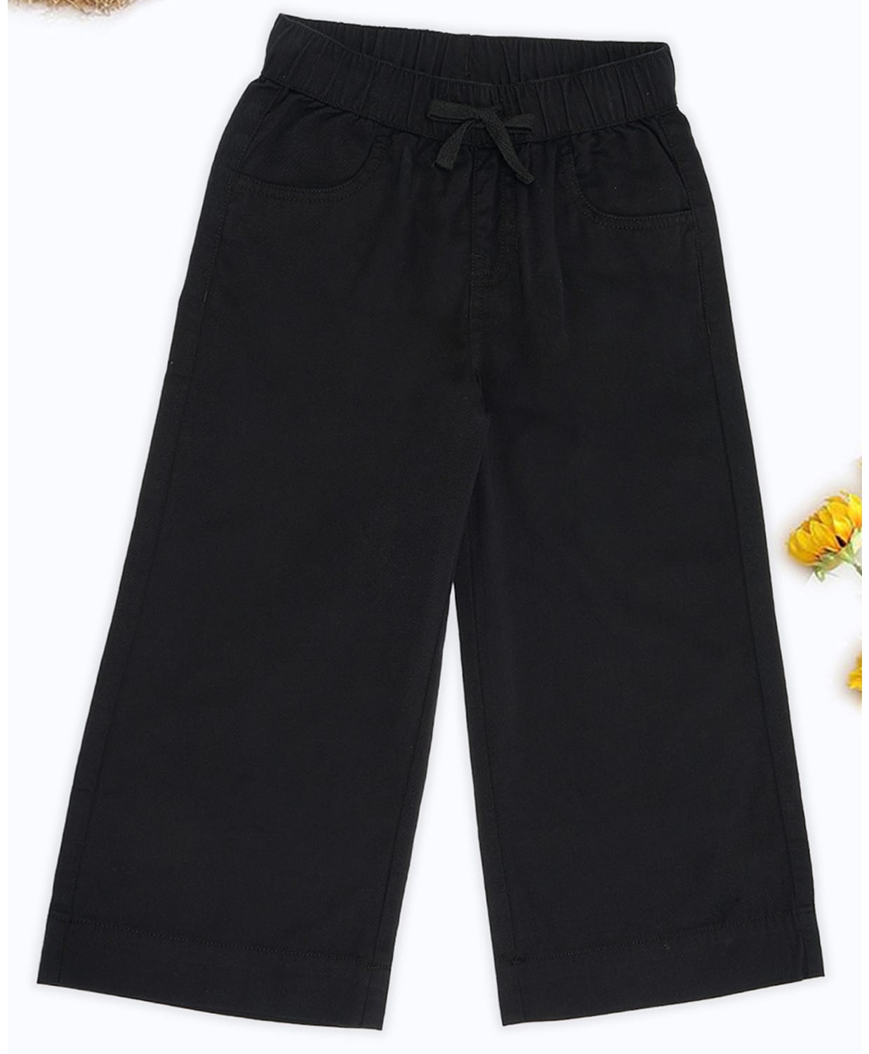 Pantaloons Junior Cotton Woven Solid Trousers - Black-picture-37