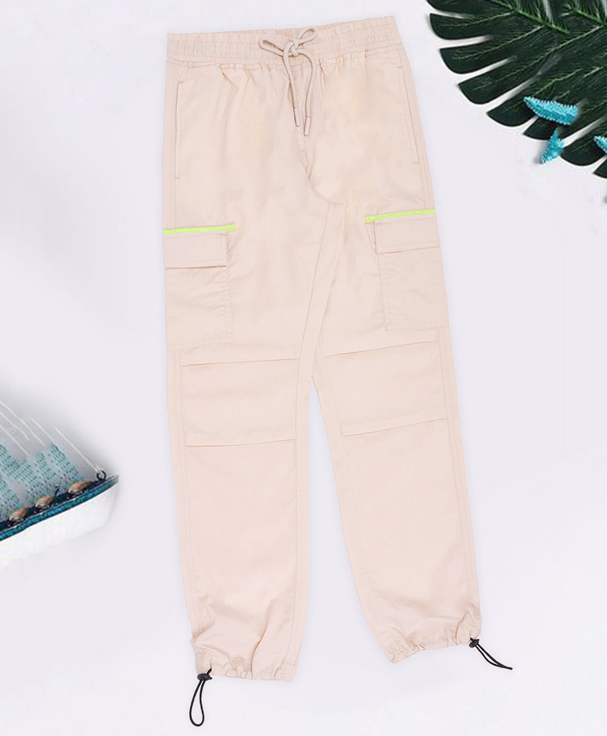 Pantaloons Junior Cotton Woven Solid Trousers - Beige-picture-16