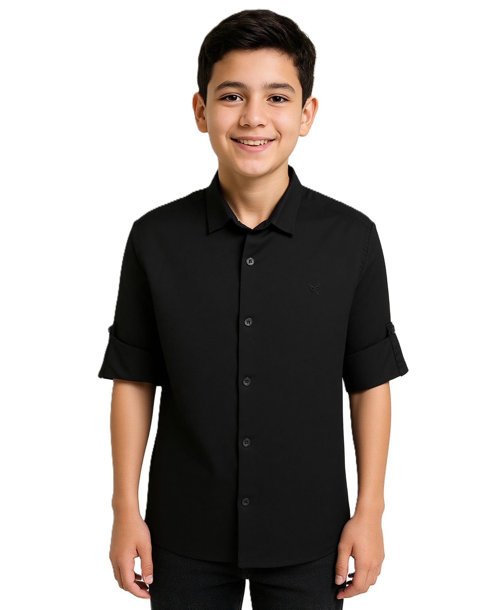Charchit Cotton Woven Full Sleeves Solid Shirt - Black-image-14