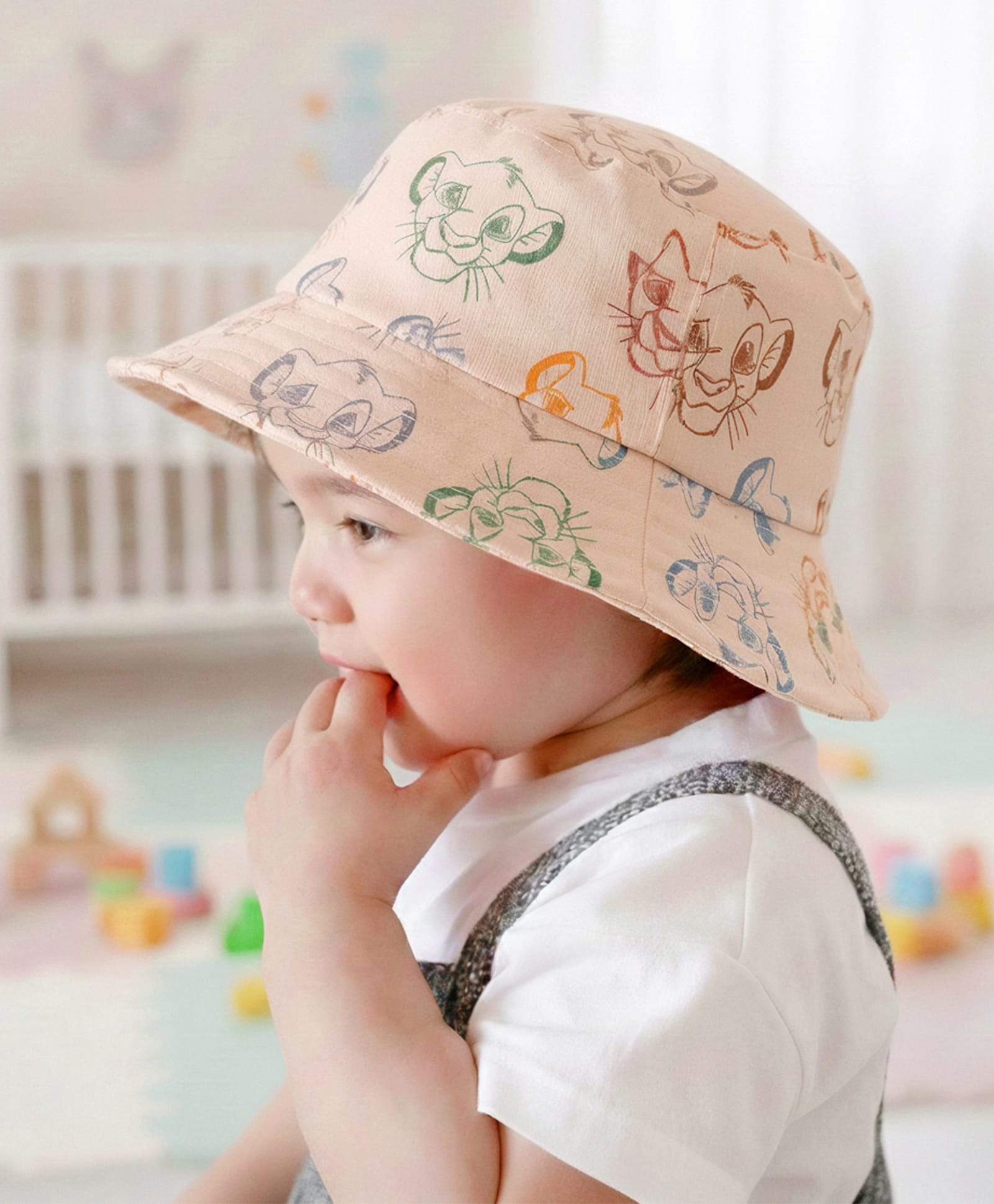 Babyoye Disney Cotton Woven Summer Cap with Lion King Print Beige - Diameter 24 cm-image-40
