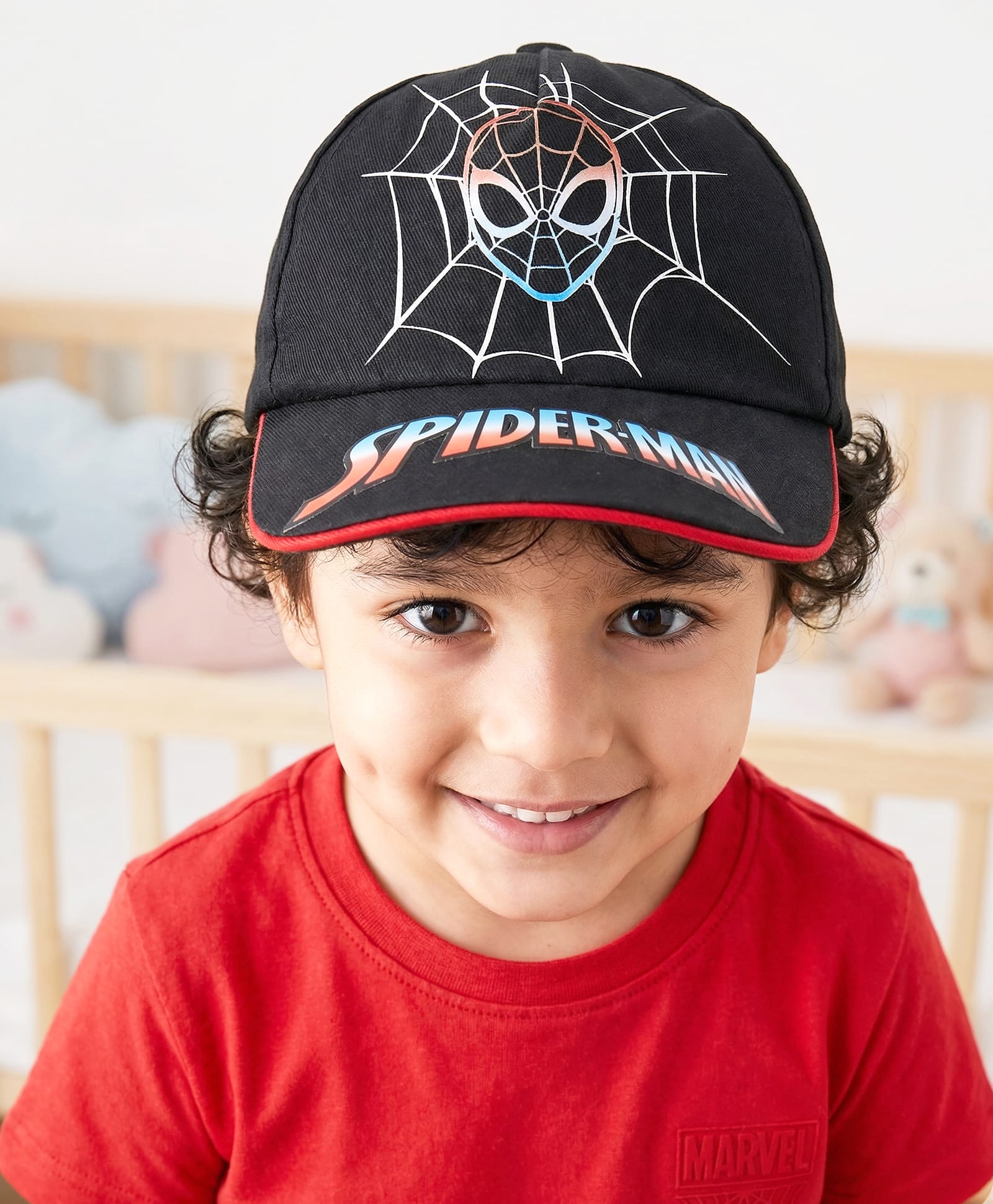 Pine Kids Marvel Cotton Woven Summer Cap with Spider Man Graphic Black - Diameter 17 cm-image-43