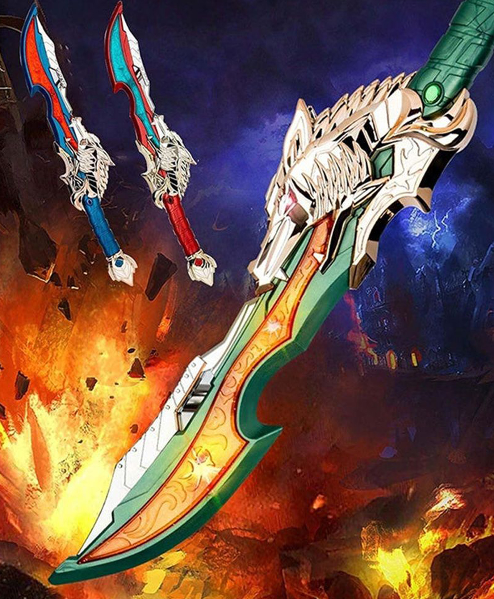 Sanjary Electric Plastic Weapon Toy Sword Knife Shape Toy Light Sword wolf Knife Toy for kids color design may vary-image-35