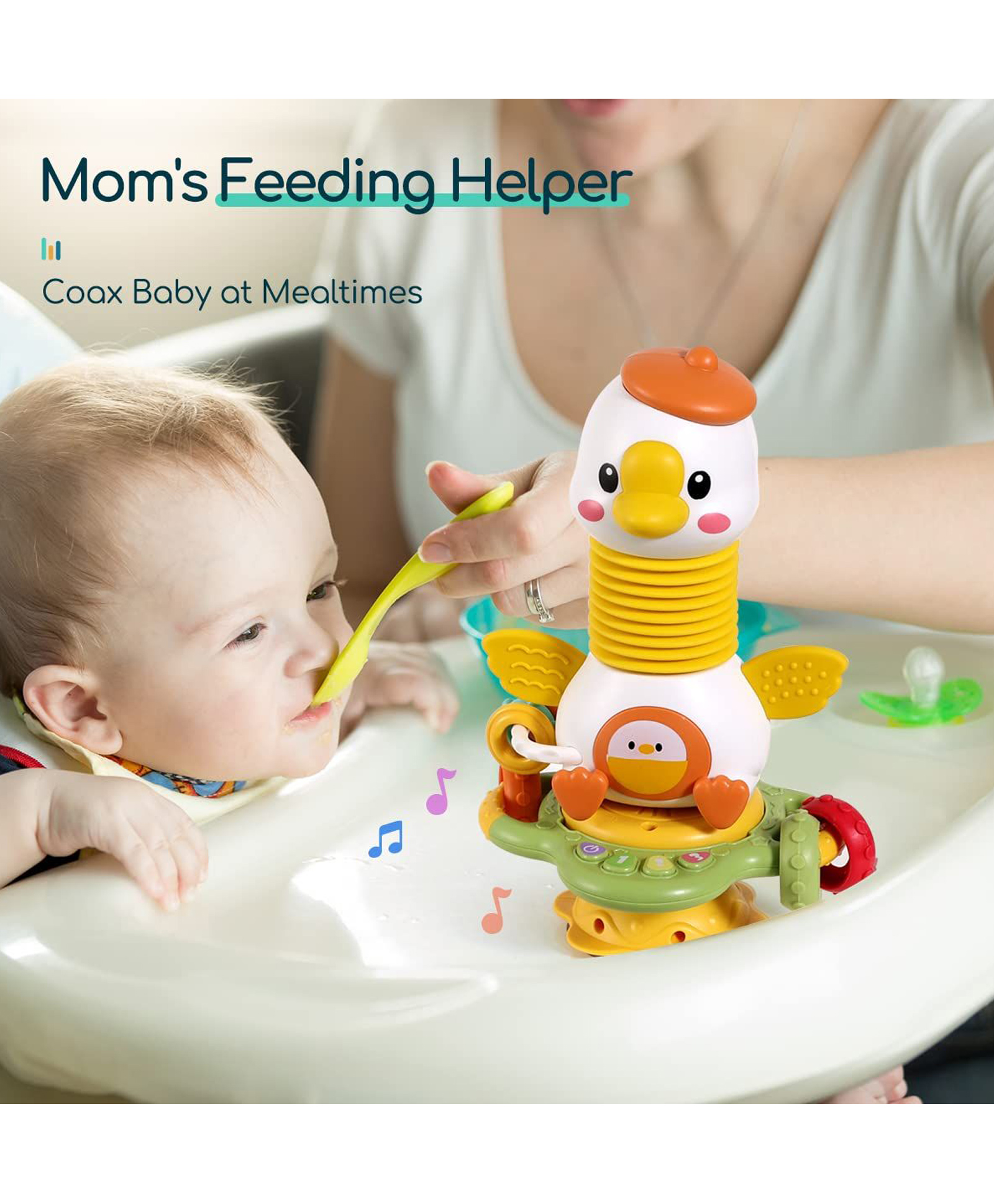 Sanjary Baby Rattle High Chair Tray Toys with Suction Cup-Infant Musical Grab Spin Developmental toy for kids color design may vary-image-19