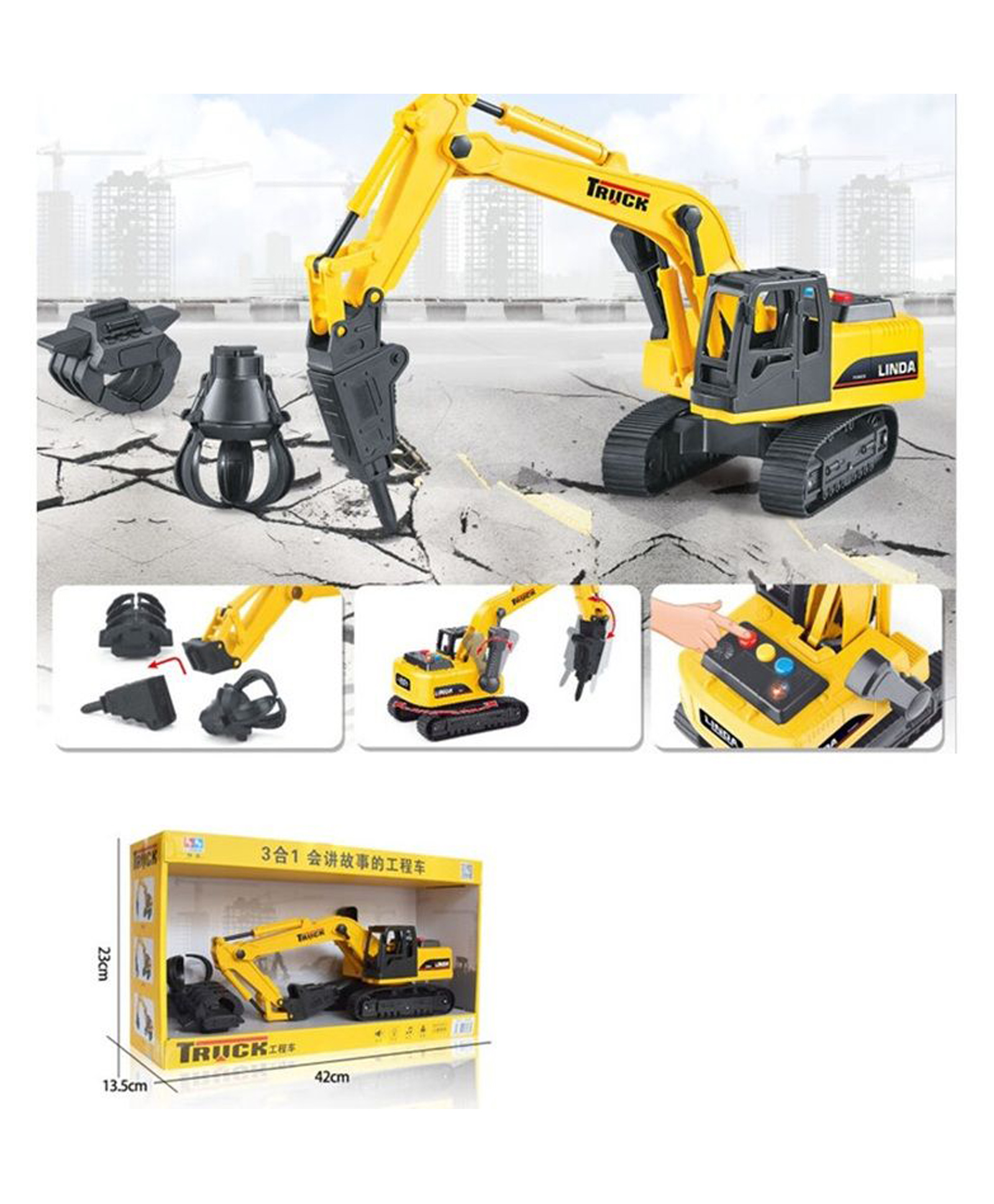 Sanjary Drilling Truck Excavator Toy Engineering Construction Vehicle Model for Kids color design may vary-picture-14