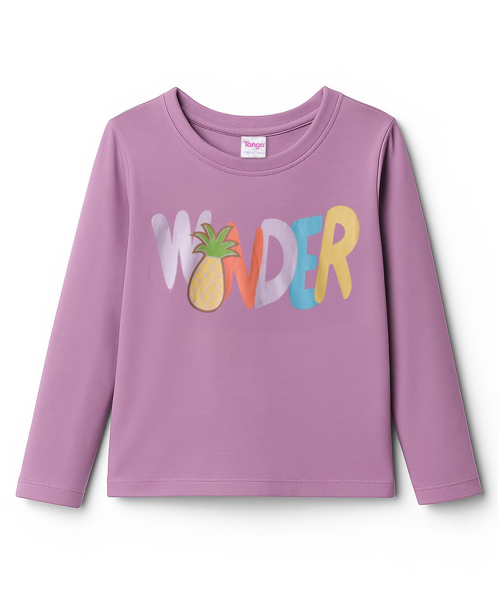 Tango Single Jersey Knit Full Sleeves T-Shirt With Text Print - Purple-image-40