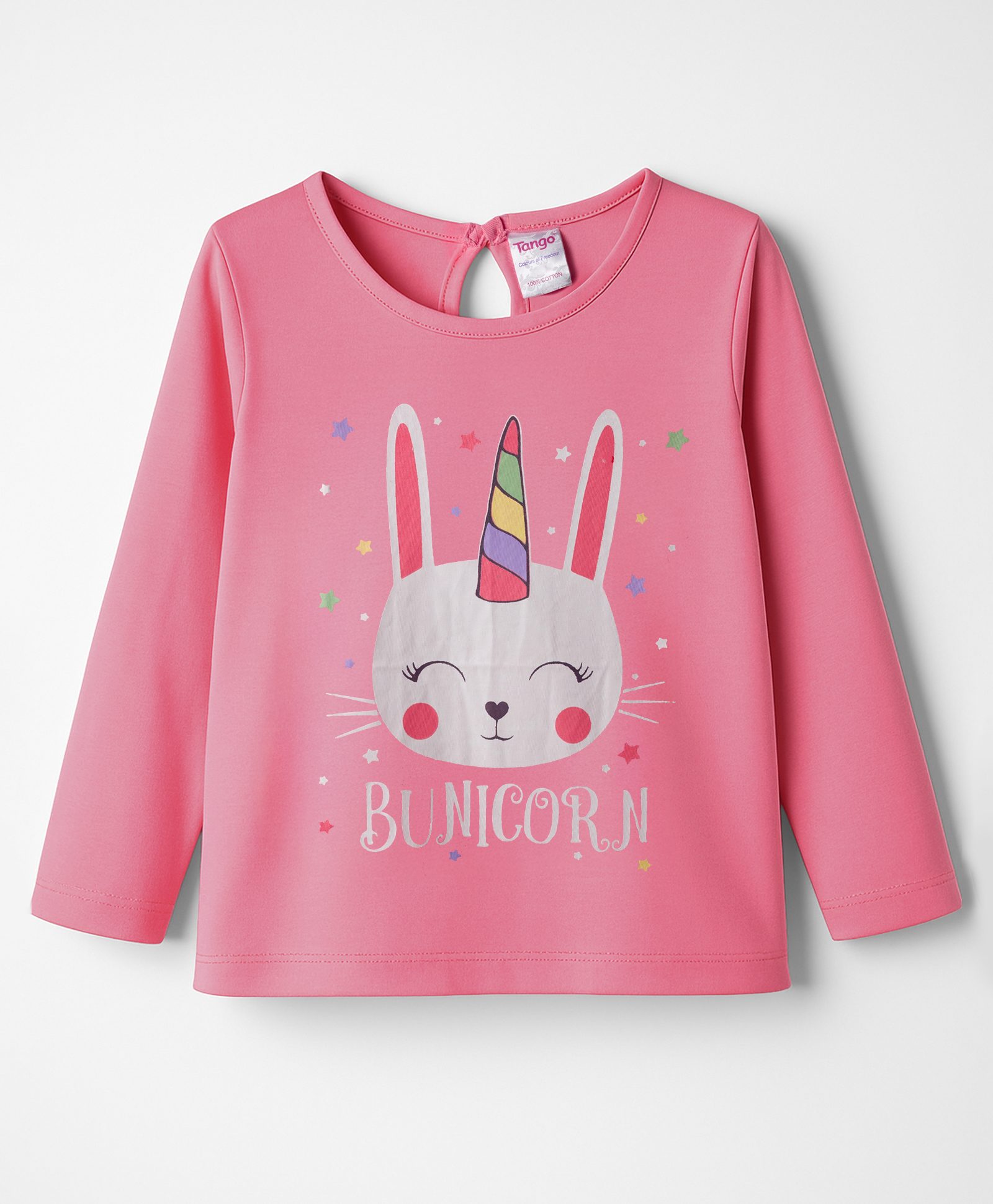 Tango Single Jersey Knit Full Sleeves T-Shirt With Unicorn Graphic - Pink-image-7