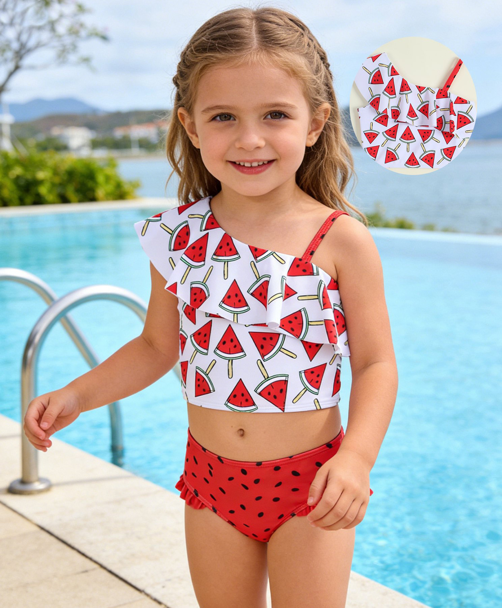 Mark & Mia Sleeveless Two Piece Swimsuit With Watermelon Print - Red-image-45