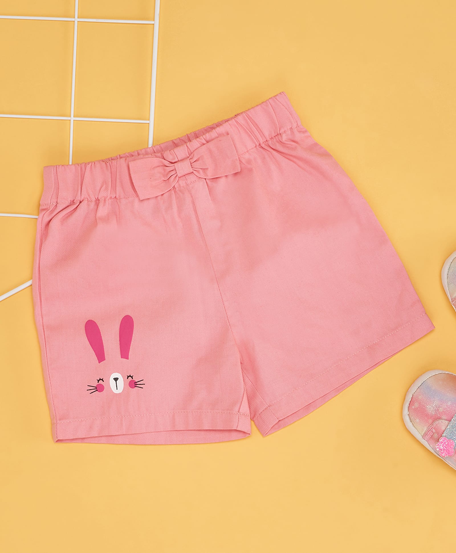 Pantaloons Baby Cotton Woven Bunny Printed Shorts - Peach-picture-33