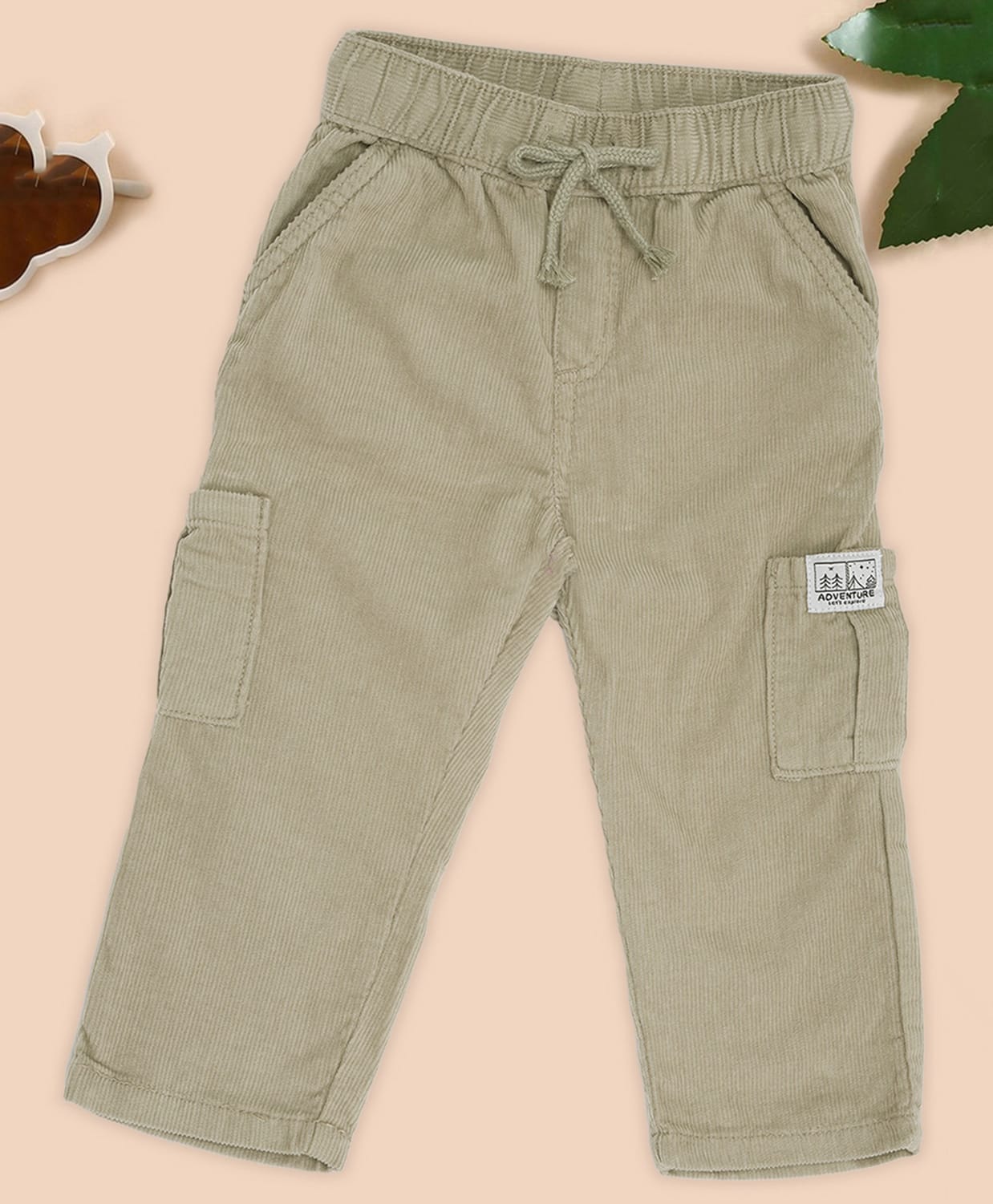 Pantaloons Baby Cotton Woven Textured Trouser - Olive Green-picture-26