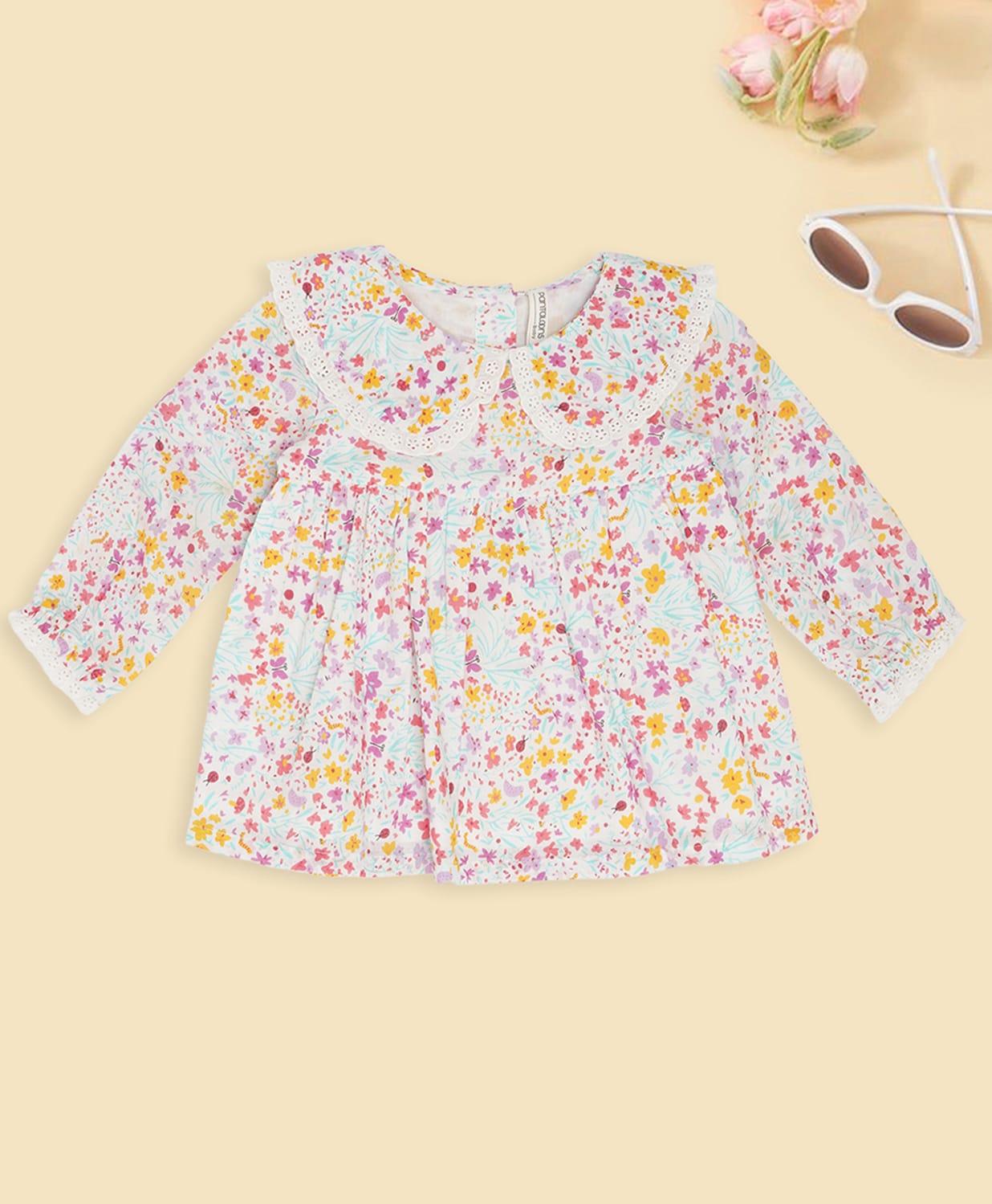Pantaloons Baby Cotton Knit Full Sleeves Floral Printed Top - Multi Colour-picture-29