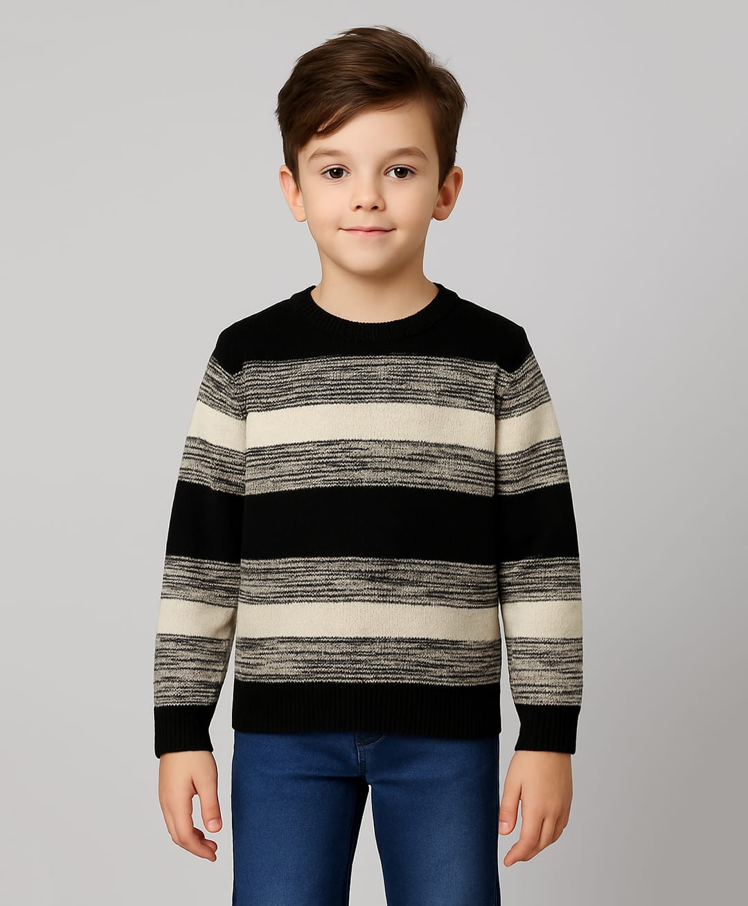 Sportking Knit Full Sleeves Striped Sweater - Black-picture-44