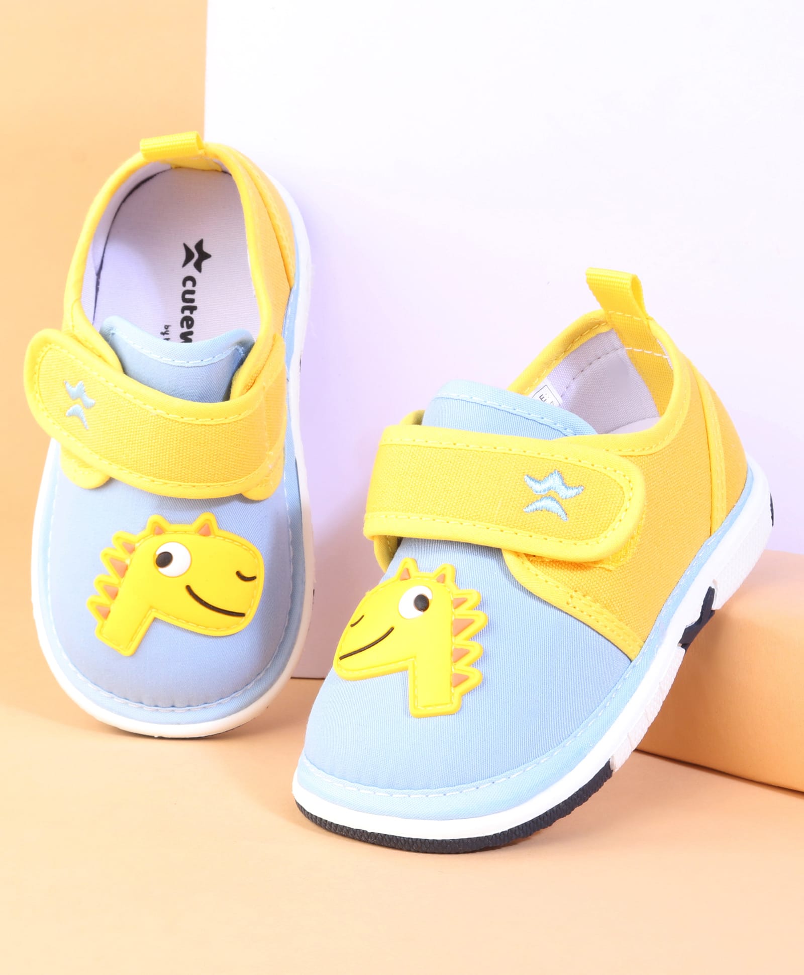 Cute Walk by Babyhug Casual Shoes With Velcro Closure & Dino Applique - Yellow-picture-14