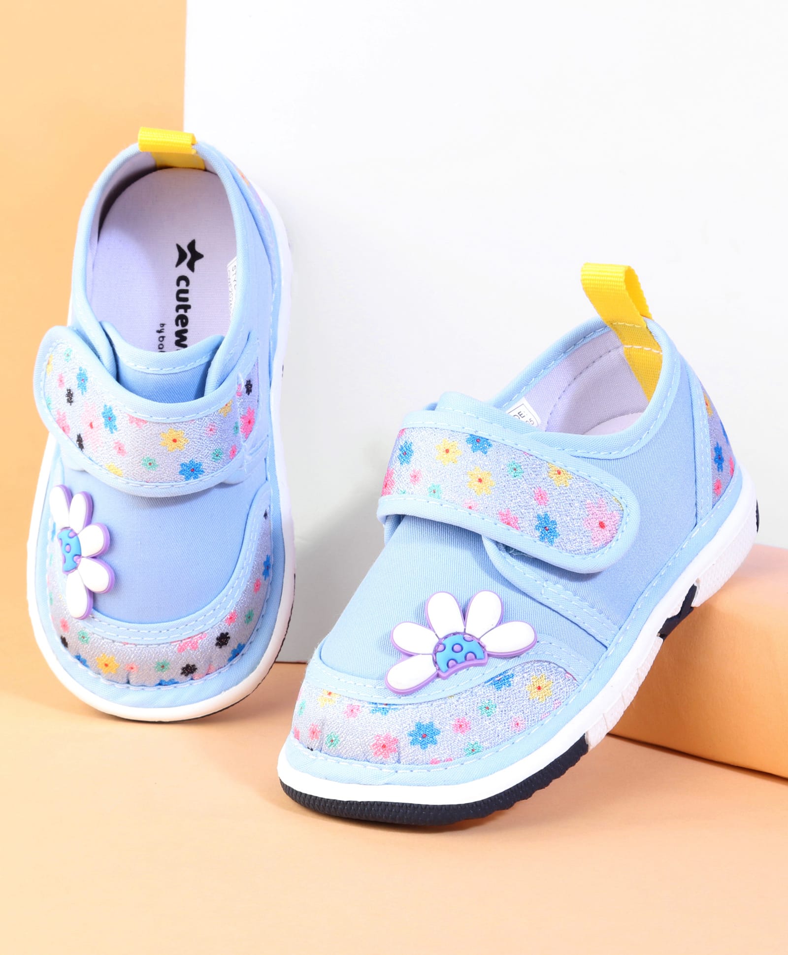 Cute Walk by Babyhug Velcro Closure Casual Shoes With Floral Print & Applique - Blue-picture-11