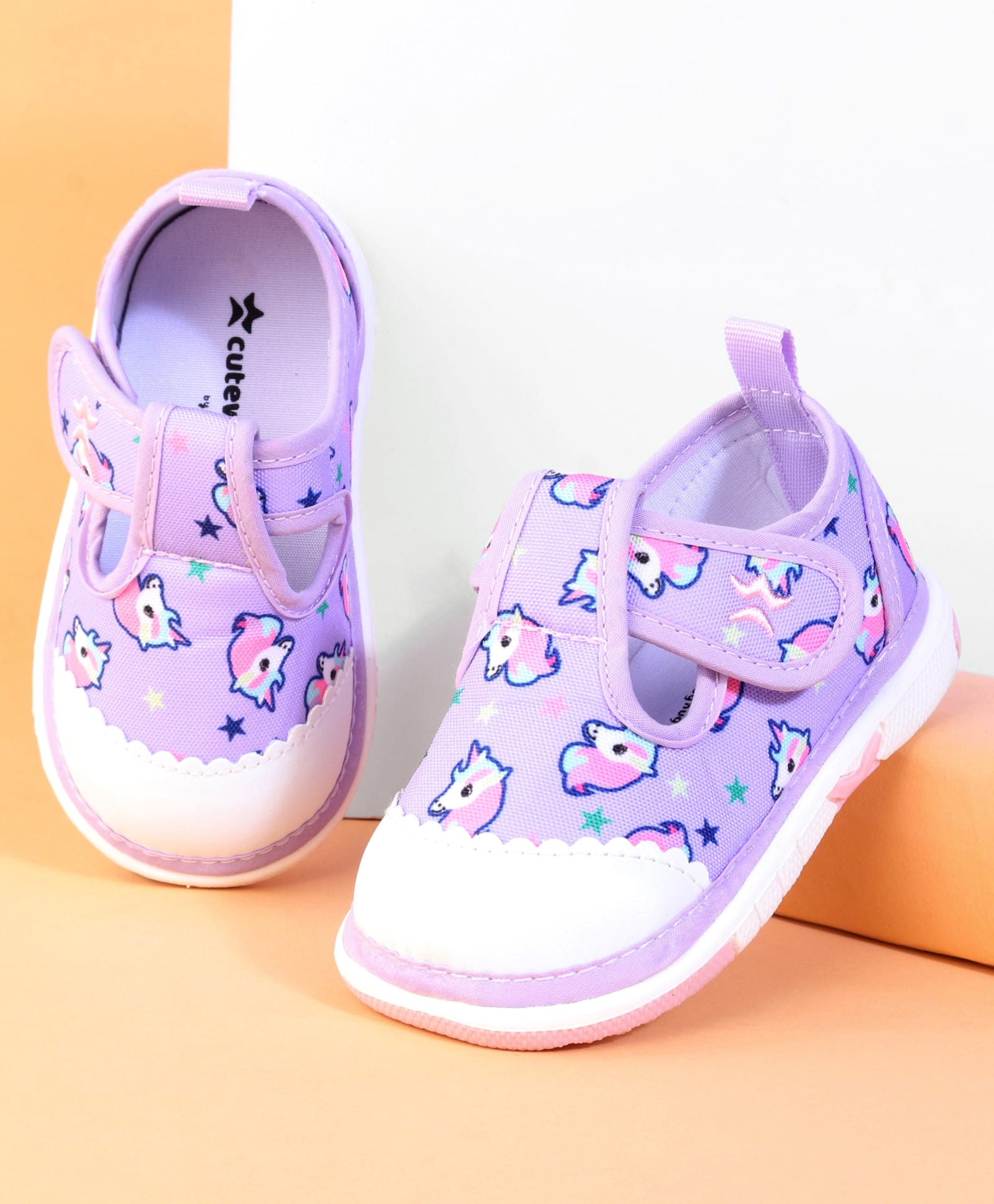 Cute Walk by Babyhug Velcro Closure Casual Shoes With Unicorn Print - Purple-picture-17