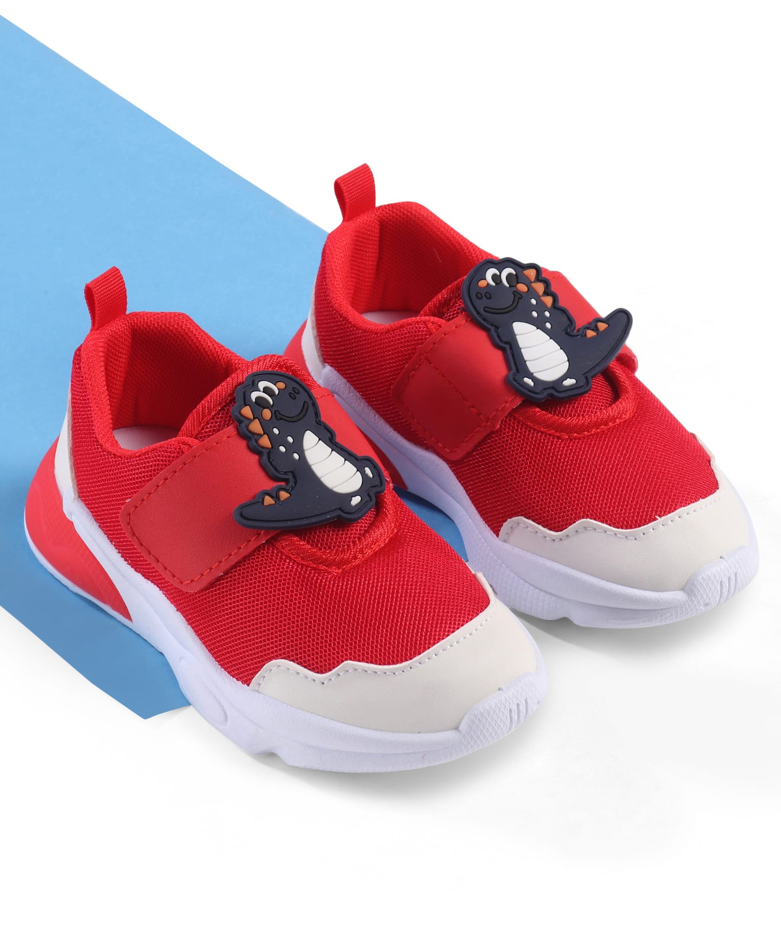 Cute Walk by Babyhug Velcro Closure Sneaker with Dino Applique - Red