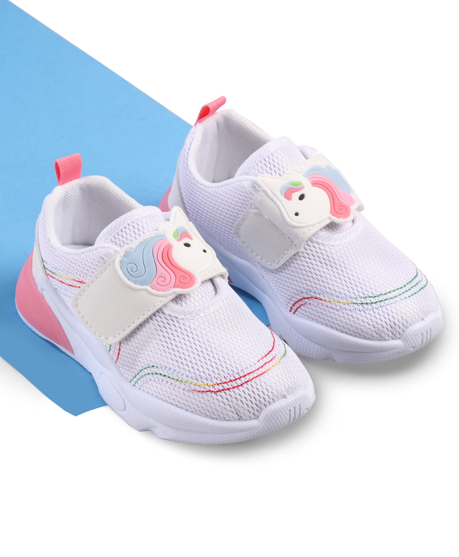 Cute Walk by Babyhug Velcro Closure Sneakers with Unicorn Applique - White