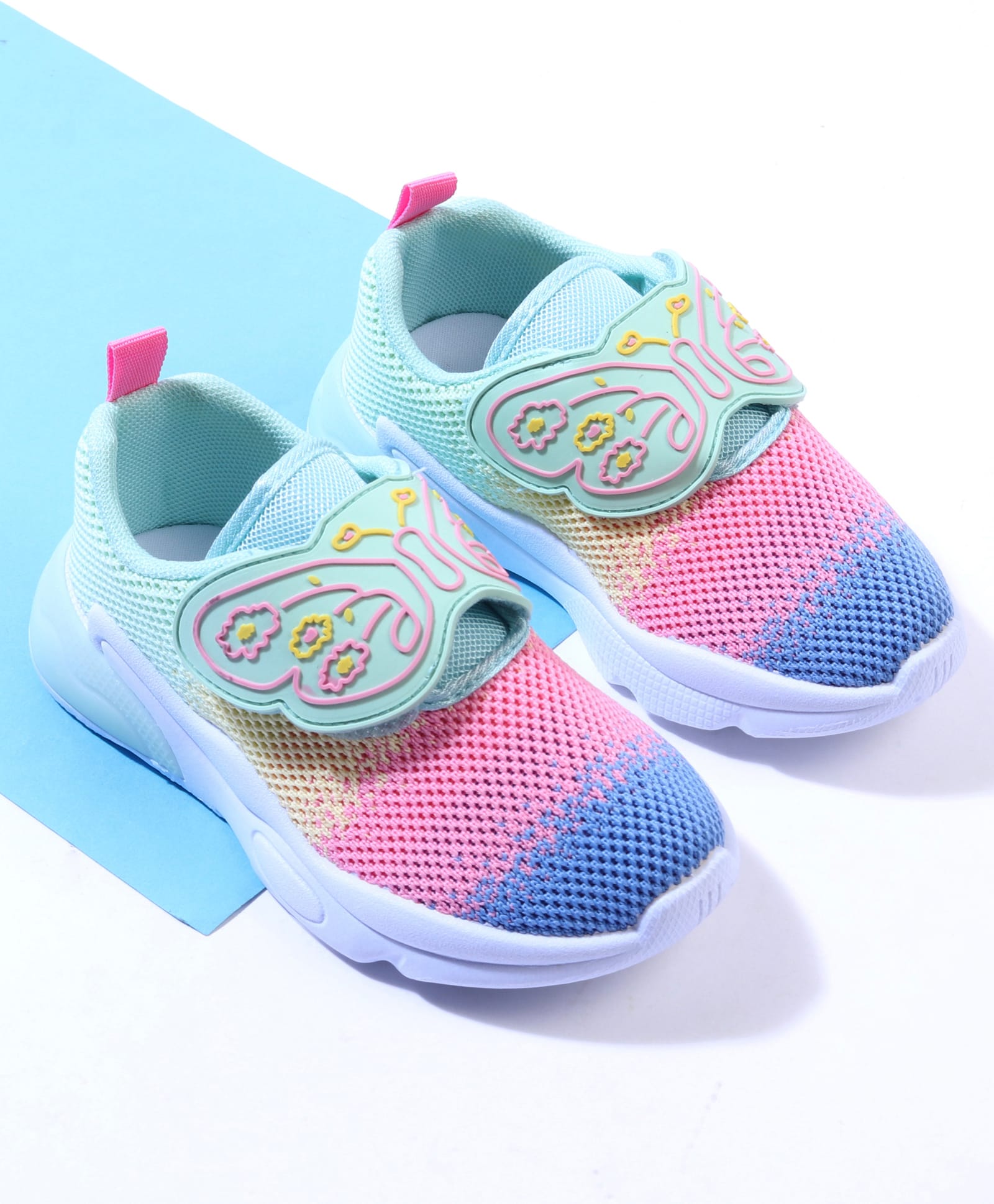 Cute Walk by Babyhug Velcro Closure Sneaker with Butterfly Design - Sea Green-image-38