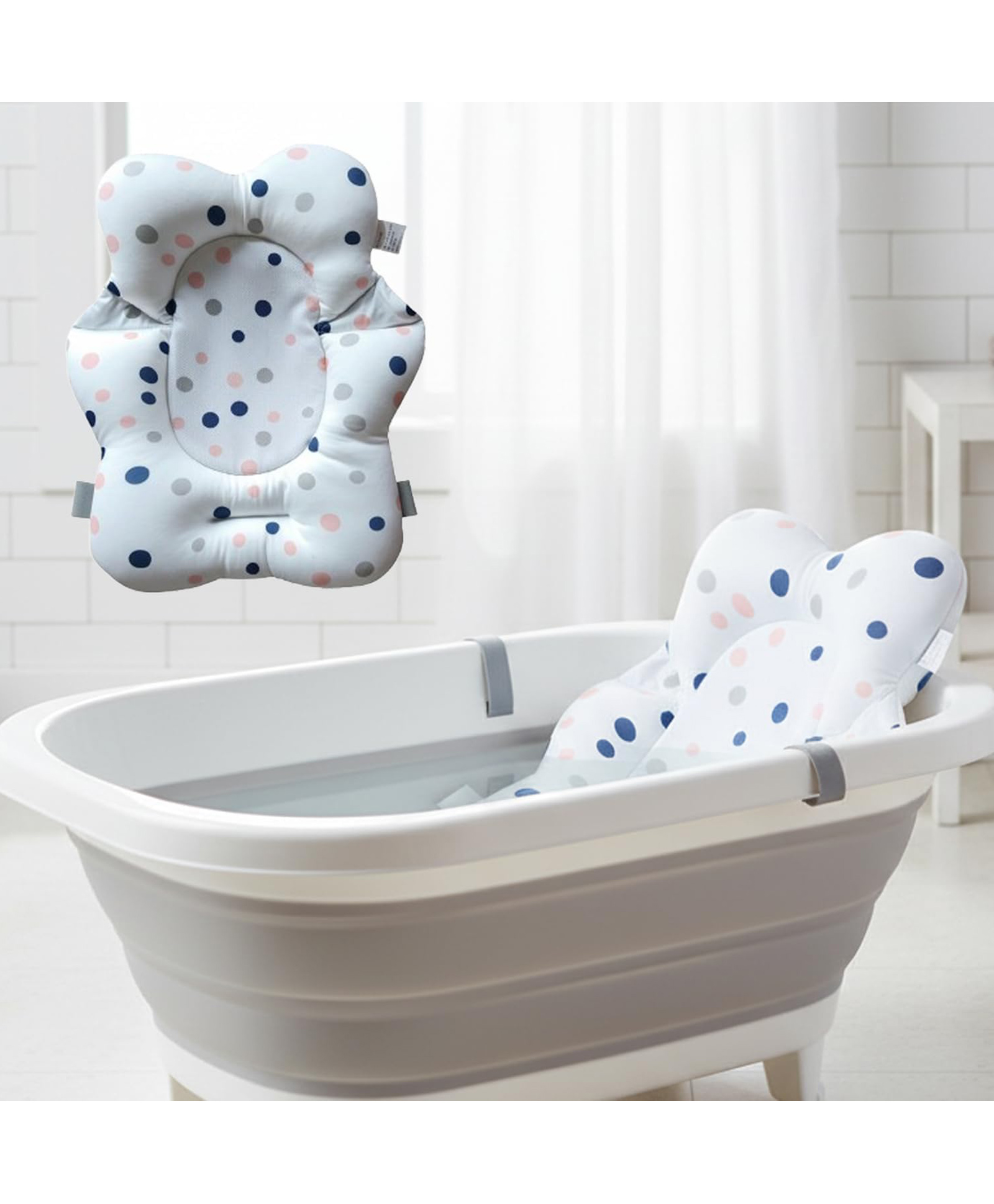 Safe-O-Kid Baby Bath Support Harness, Anti-Slip & Quick Drying, Soft Sponge Cushion with Safety Straps for Newborns, Ideal for 6 to 24 Months- White, Pack of 2-image-21