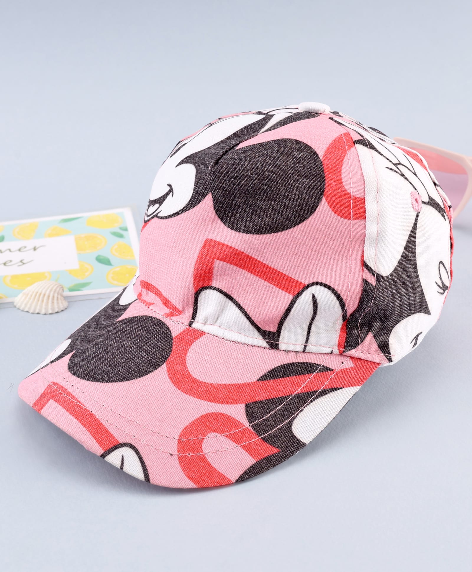 Babyhug Disney Cotton Woven Summer Cap with Minnie Mouse Graphic Pink - Diameter 16 cm-picture-25