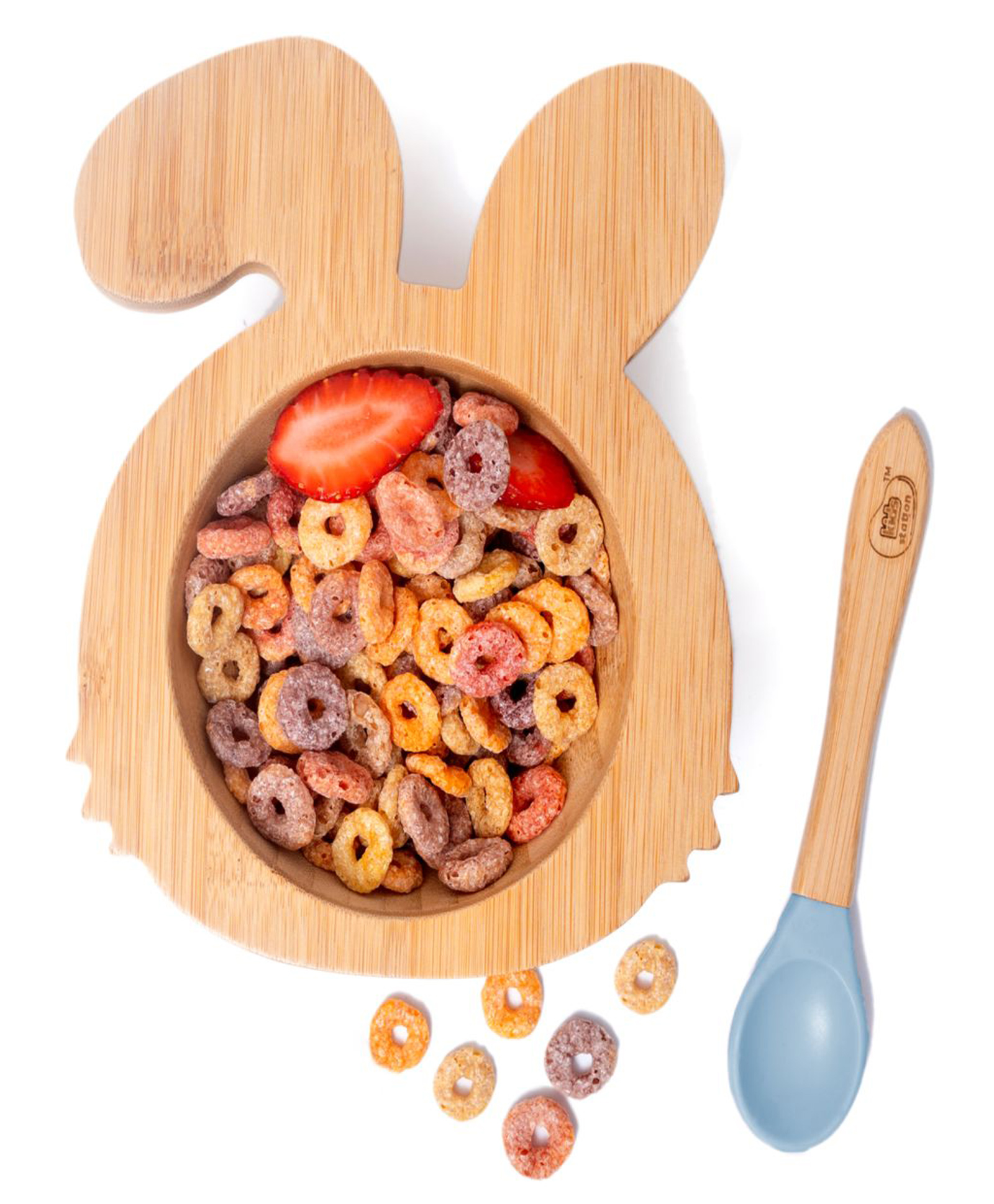 Kids Station Rabbit Wooden Bowl with Spoon Blue | Eco-Friendly Baby Feeding Set-image-34