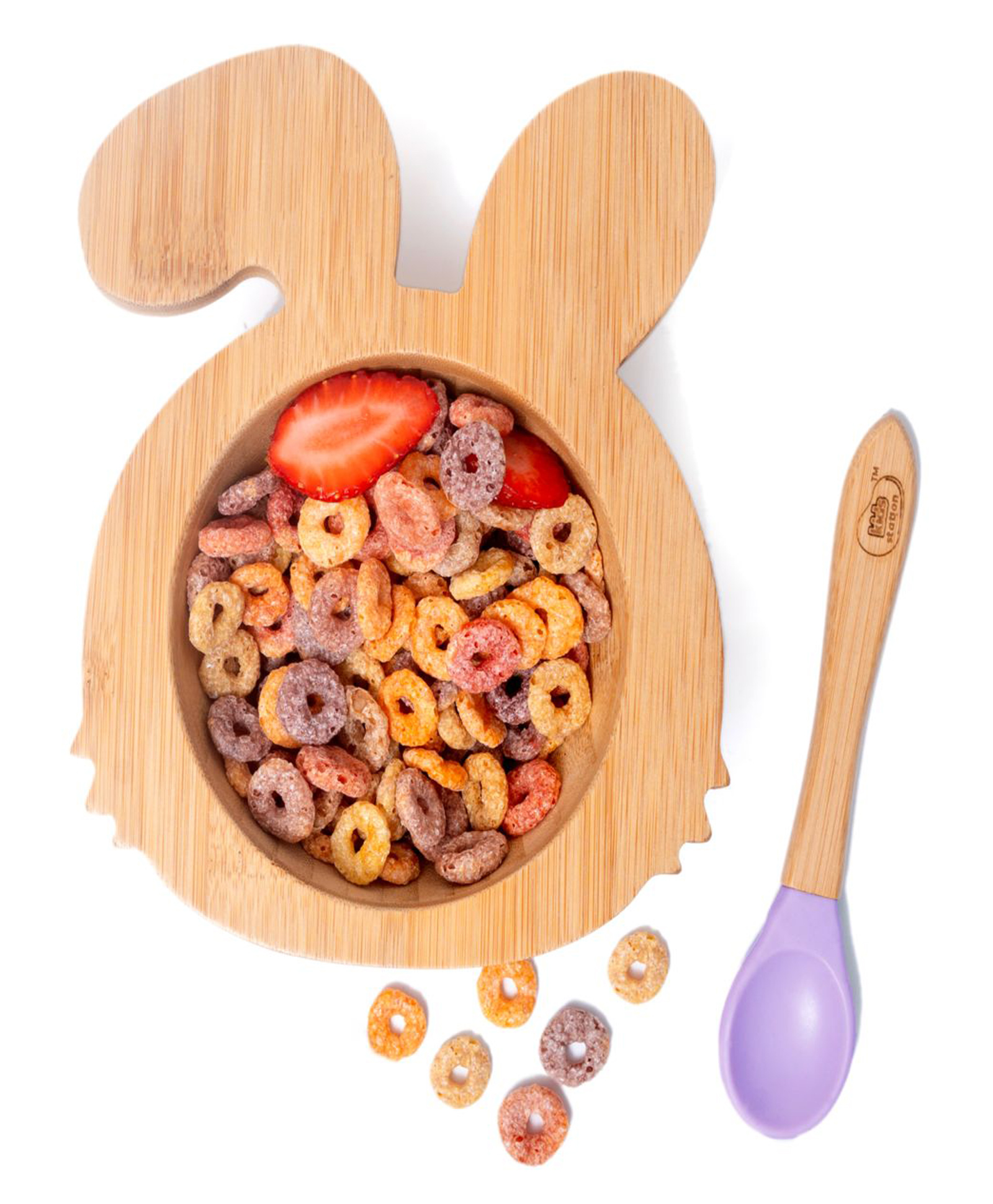 Kids Station Rabbit Wooden Bowl with Spoon Purple | Cute & Eco-Safe Baby Feeding Set-image-18