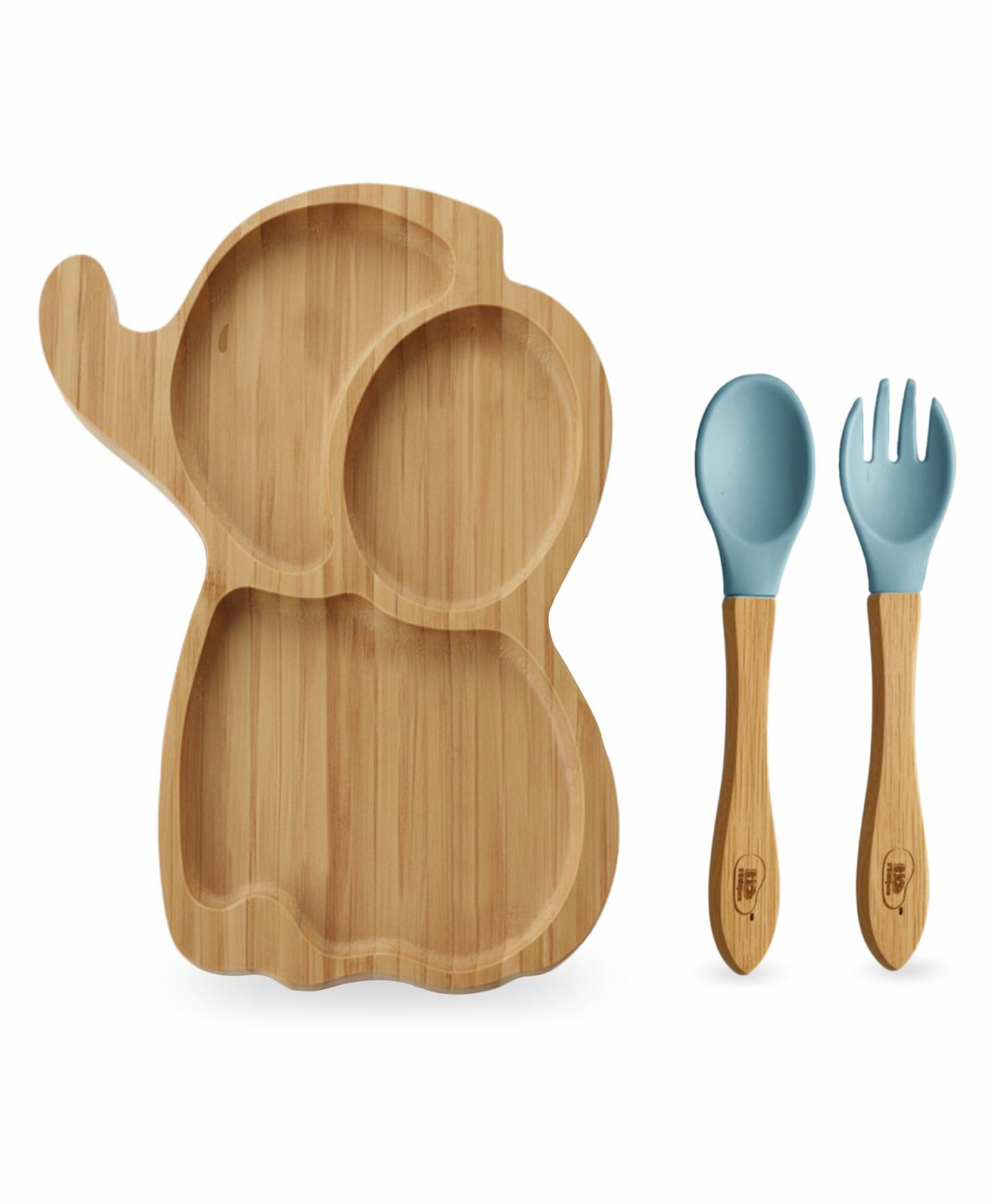 Kids Station Elephant Plate with Spoon & Fork Blue | Premium Baby Feeding Set-image-1