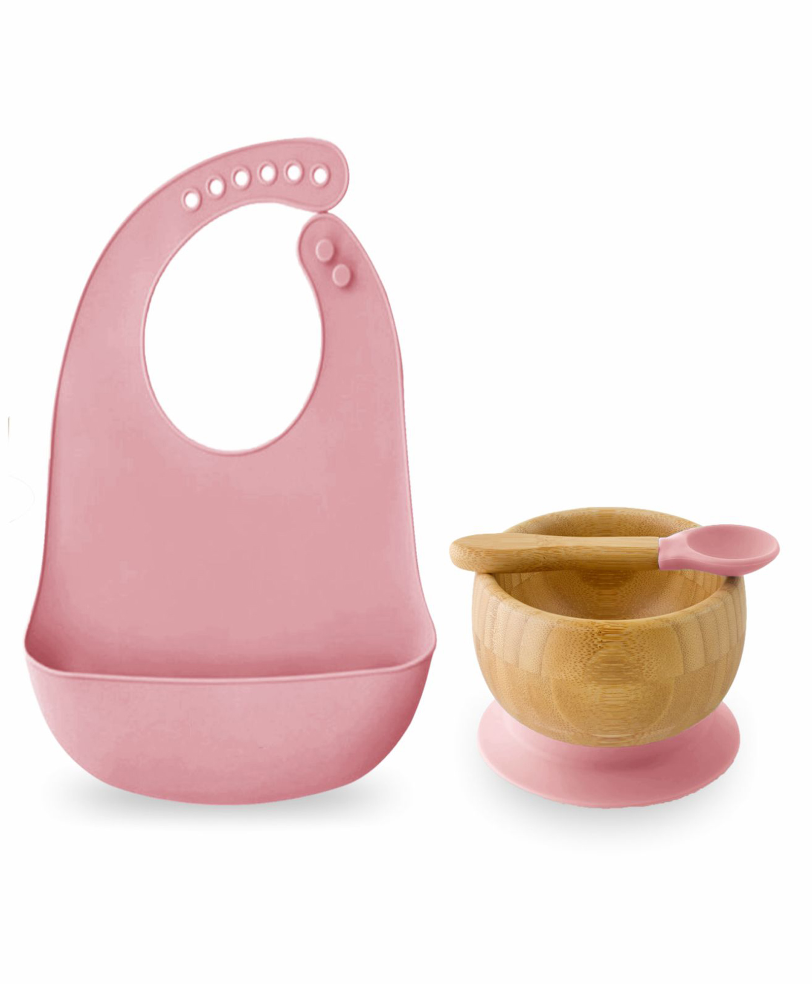 Kids Station Bowl, Spoon & Bib Set Pink (3 pcs) | Safe & Comfortable Feeding Set for Babies-image-21