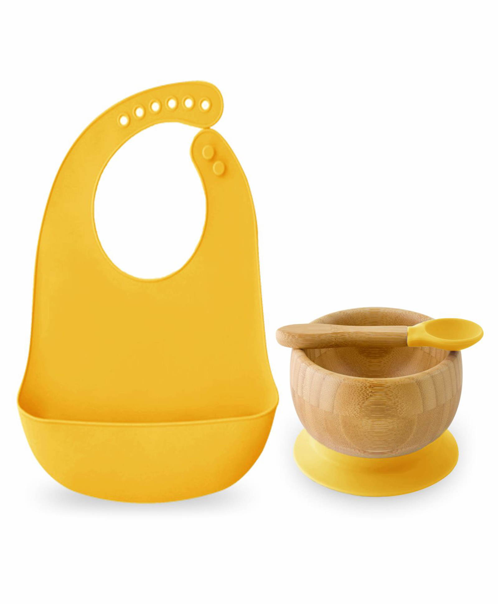 Kids Station Bowl, Spoon & Bib Set Yellow (3 pcs) | Soft & Durable Baby Mealtime Set-image-47