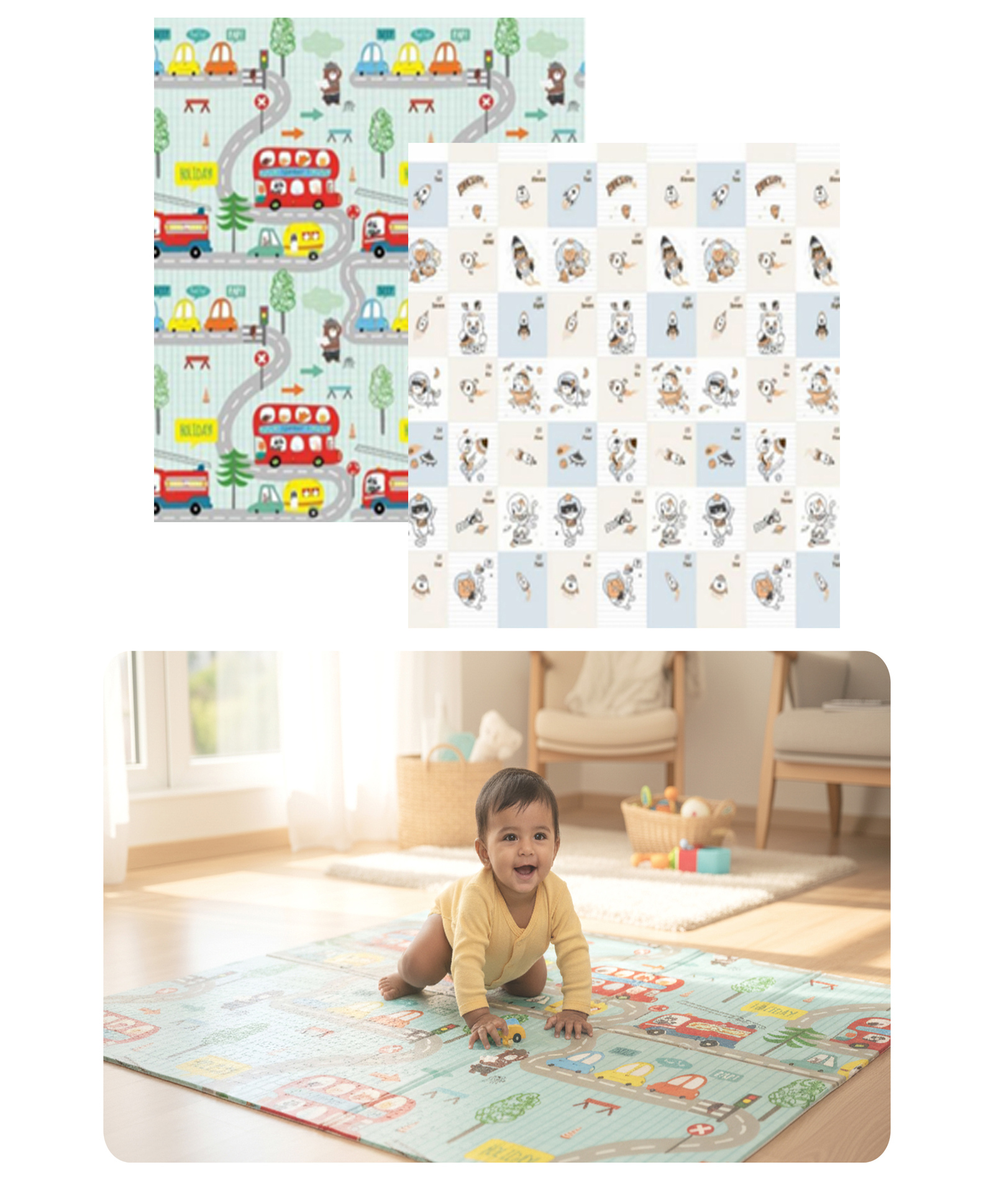 Kids Station Baby Play Mat 150×200 cm Red Bus & Rocket Print, Soft Waterproof Play Mat for Babies-image-20