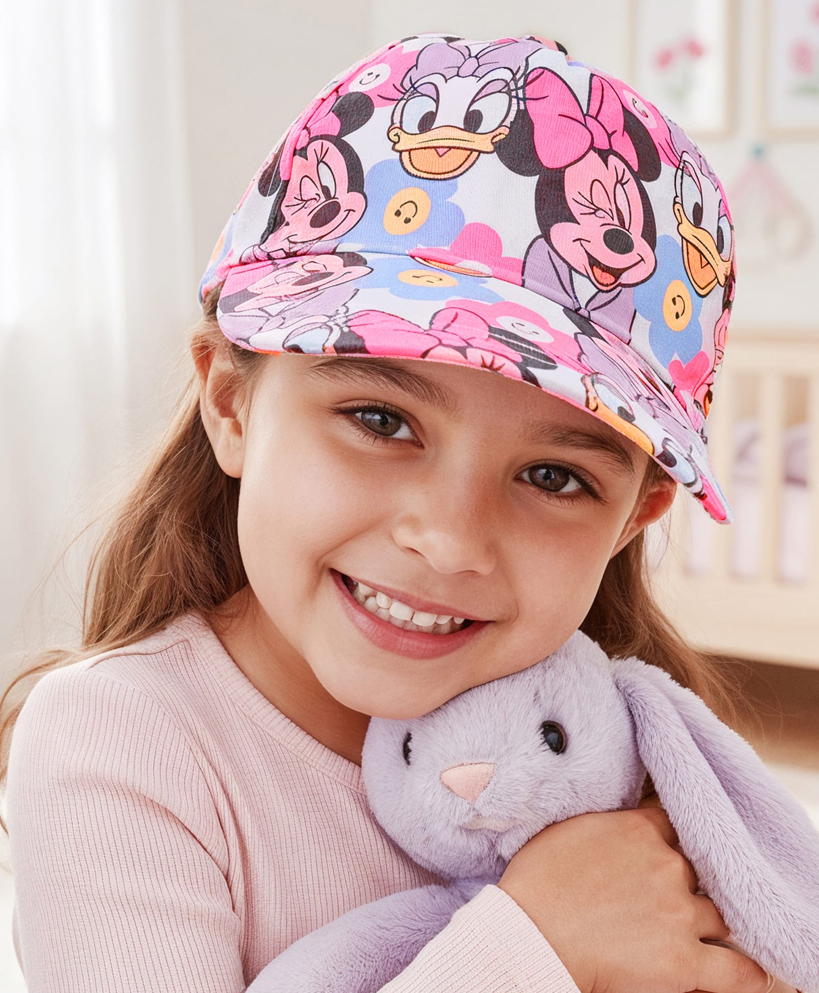 Babyhug Disney Cotton Woven Summer Cap With Minnie Mouse Print Blue - Diameter 17 cm