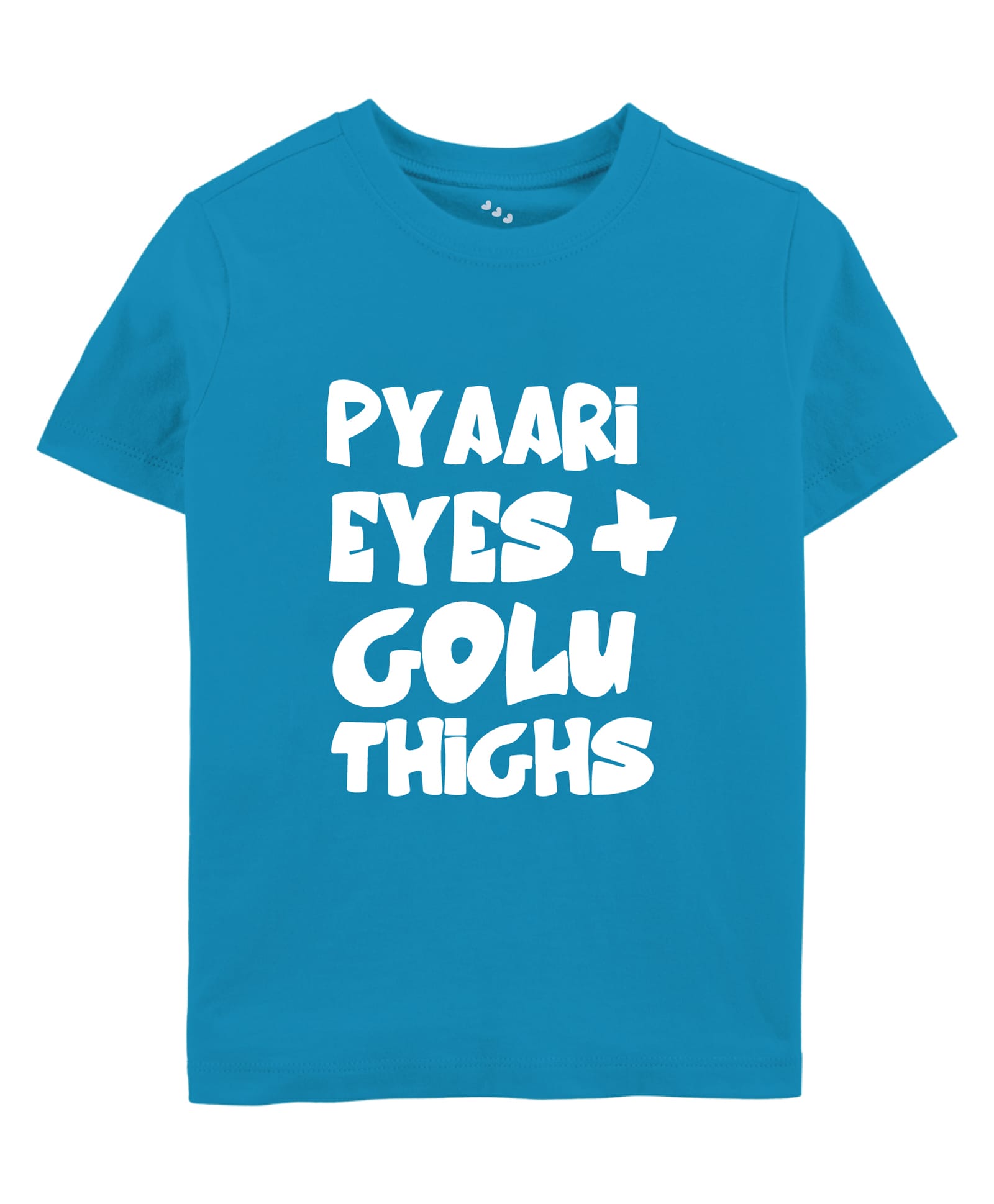 Zeezeezoo Cotton Knit Half Sleeves Pyaari Eyes Golu Thighs Printed Tee - Blue-picture-5