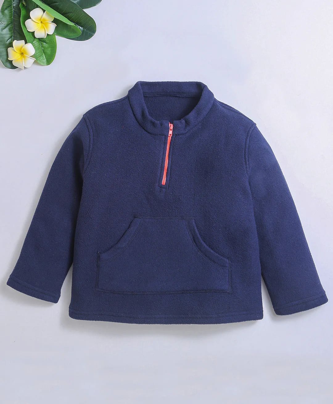 Nino Bambino Fleece Knit Full Sleeves Solid Sweatshirt - Blue-image-49