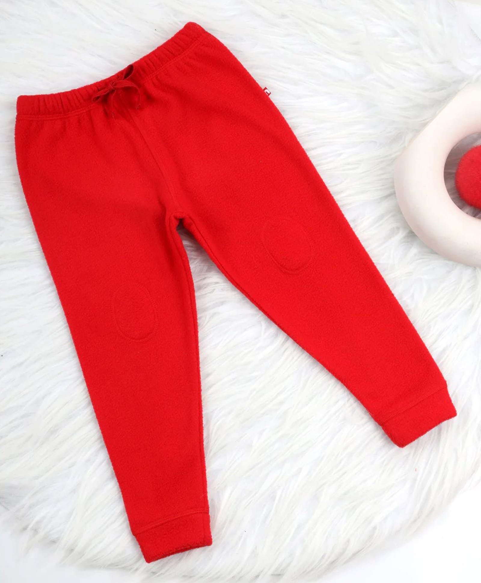 Nino Bambino Fleece Knit Solid Leggings - Red-picture-37