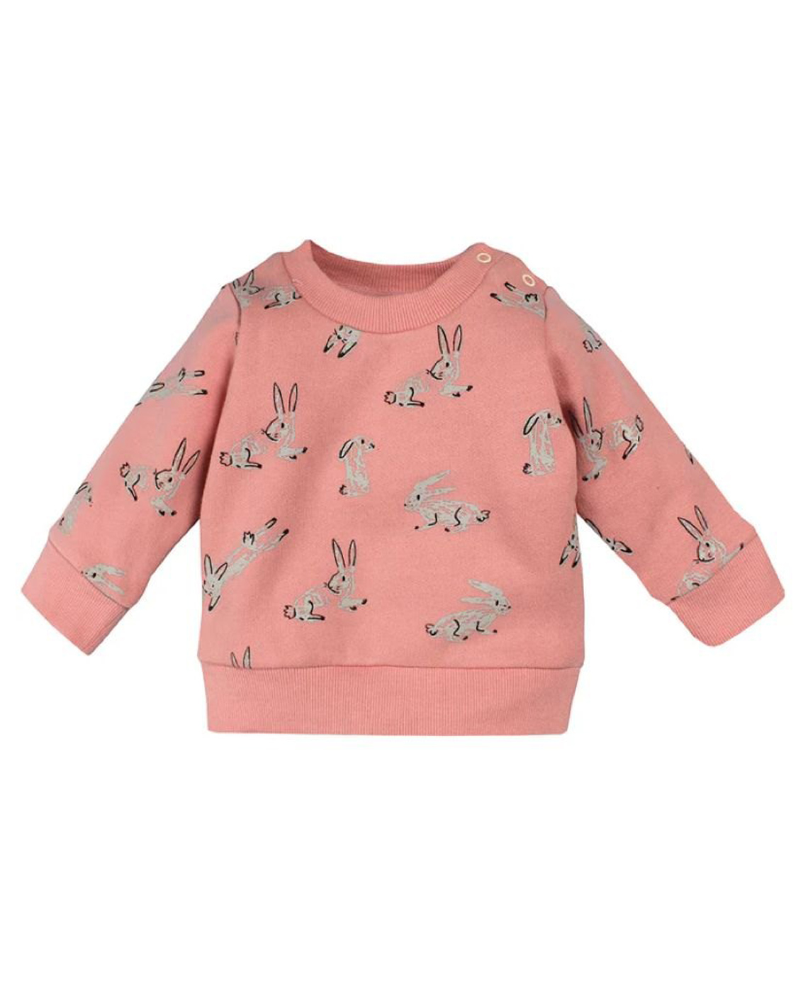 Nino Bambino Organic Cotton Knit Full Sleeves Rabbits Printed Winter Sweatshirt - Peach-picture-25