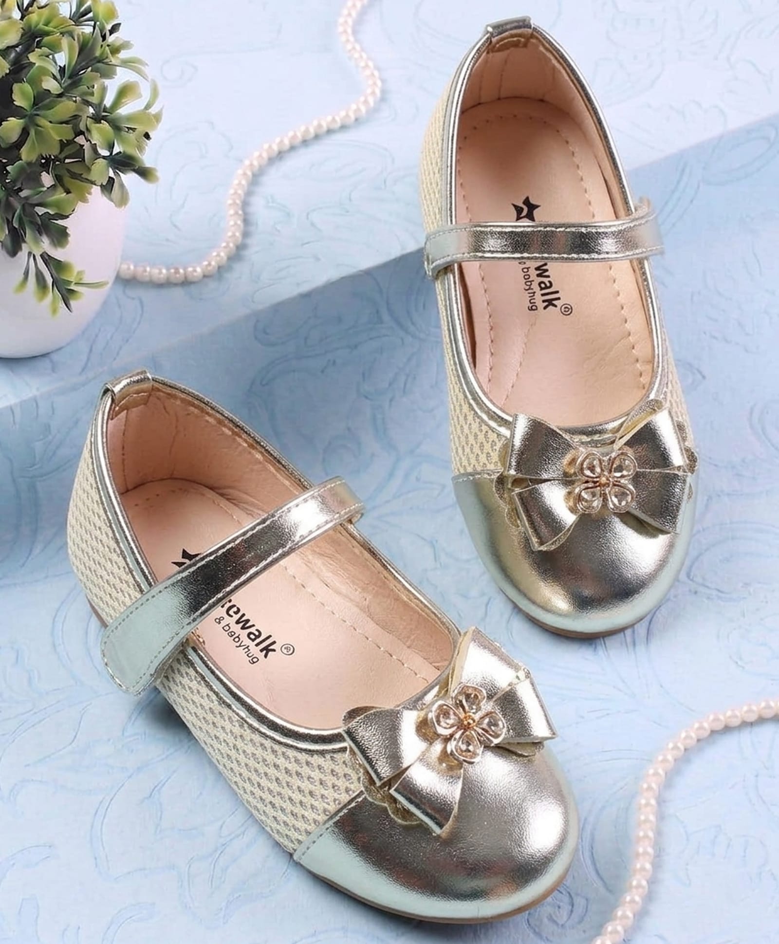 Cute Walk by Babyhug Ballerina With Bow Applique - Golden-image-23
