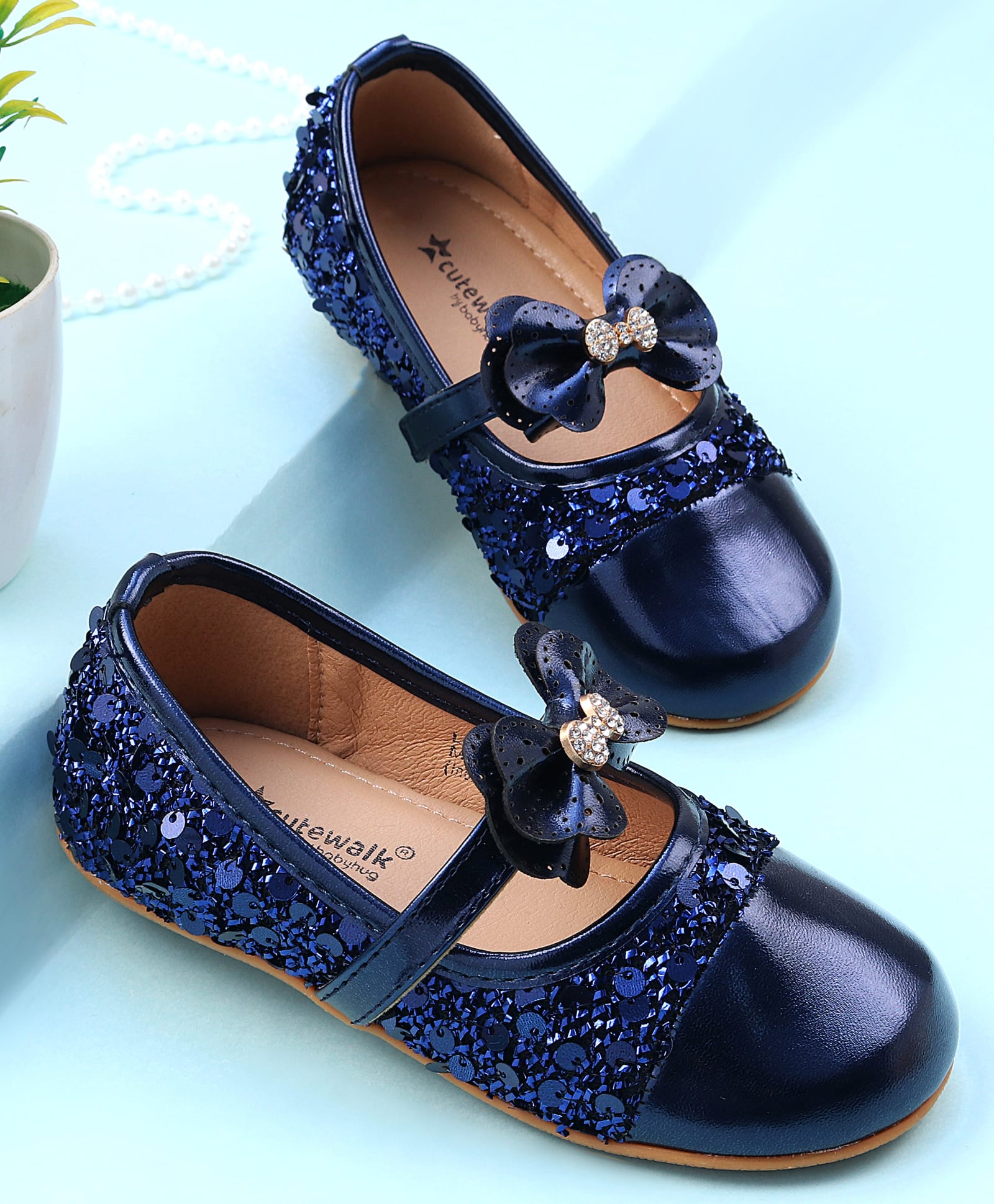 Cute Walk by Babyhug Ballerina with Sequin Detailing & Bow Applique - Navy Blue-image-36