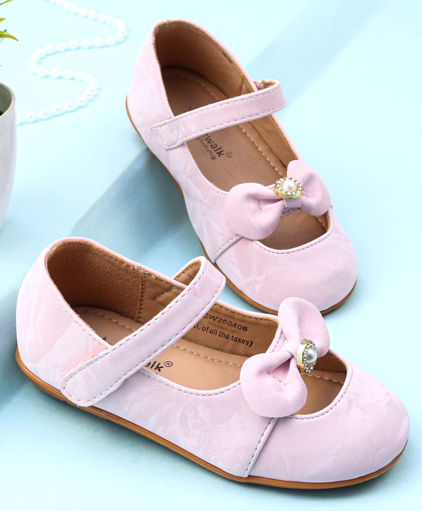 Cute Walk by Babyhug Ballerina with Velcro Closure & Bow Applique - Pink