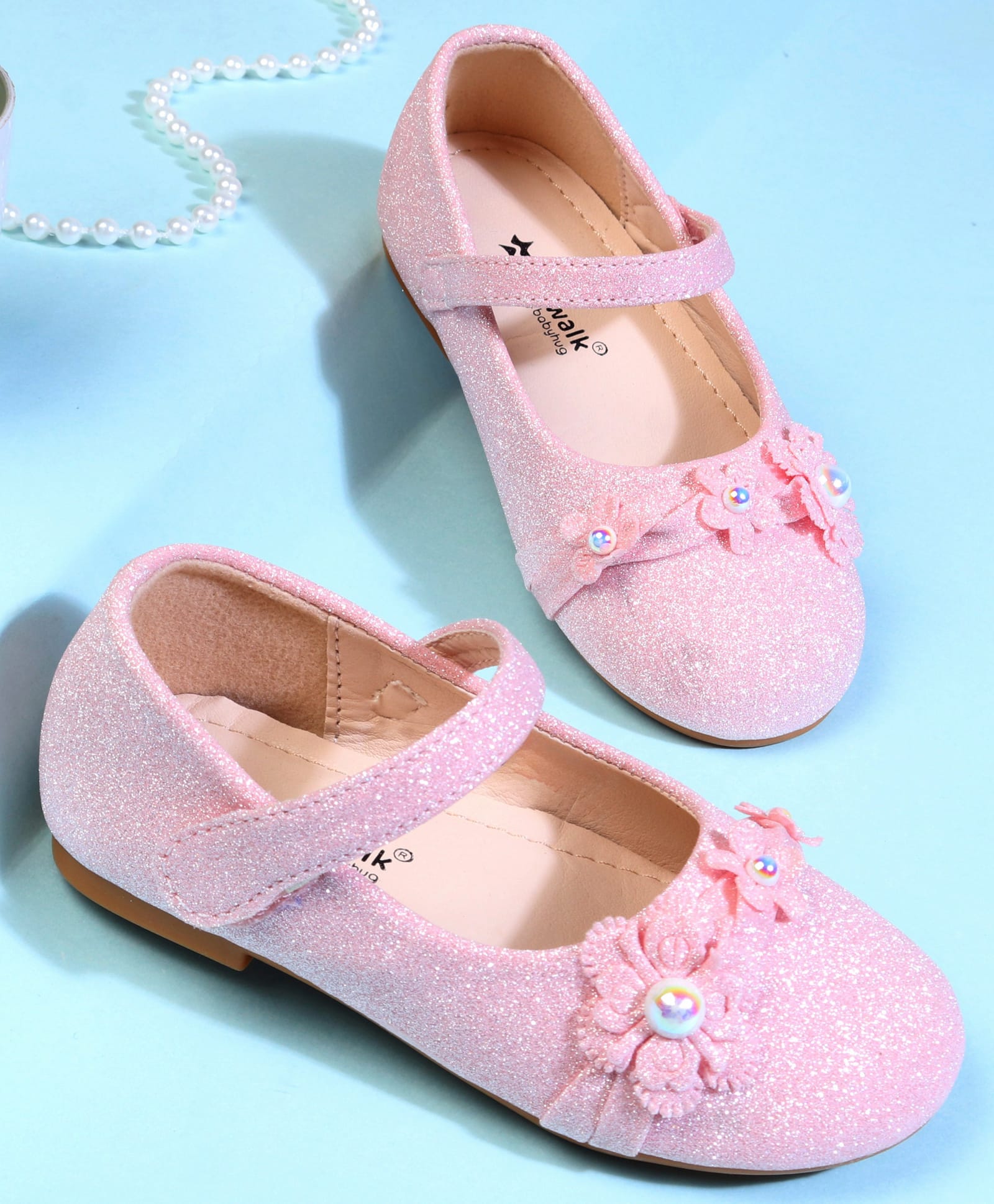 Cute Walk by Babyhug Ballerina With Velcro Closure & Floral Applique - Pink-picture-19