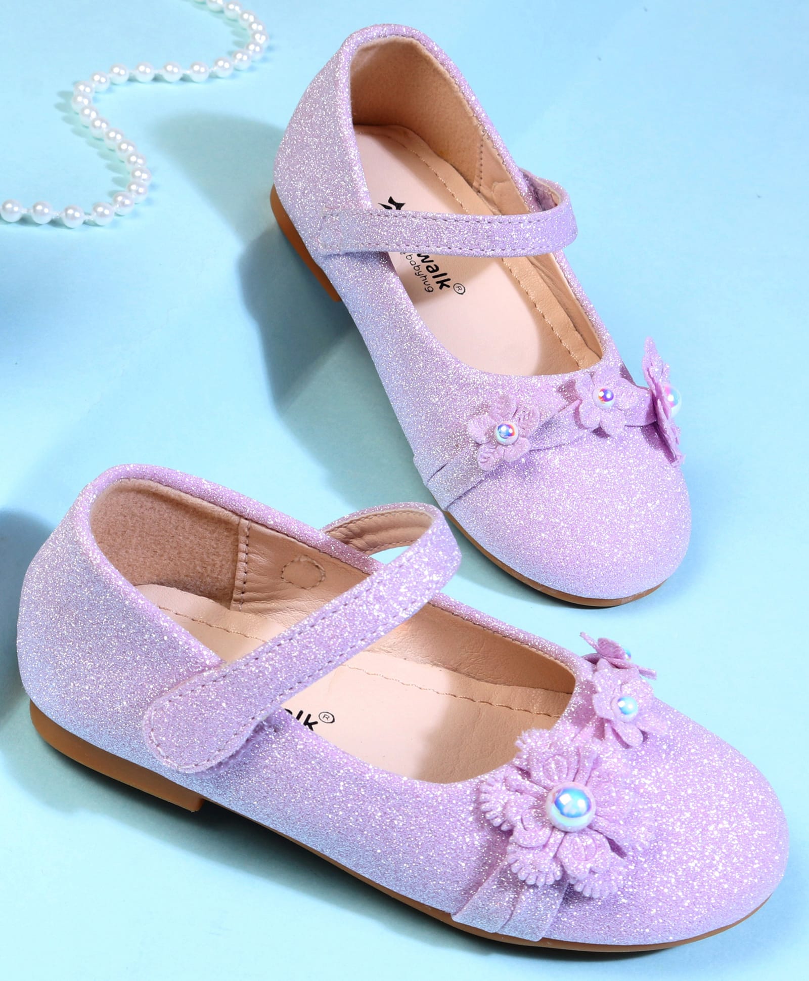 Cute Walk by Babyhug Ballerina With Velcro Closure & Floral Applique - Purple-picture-17