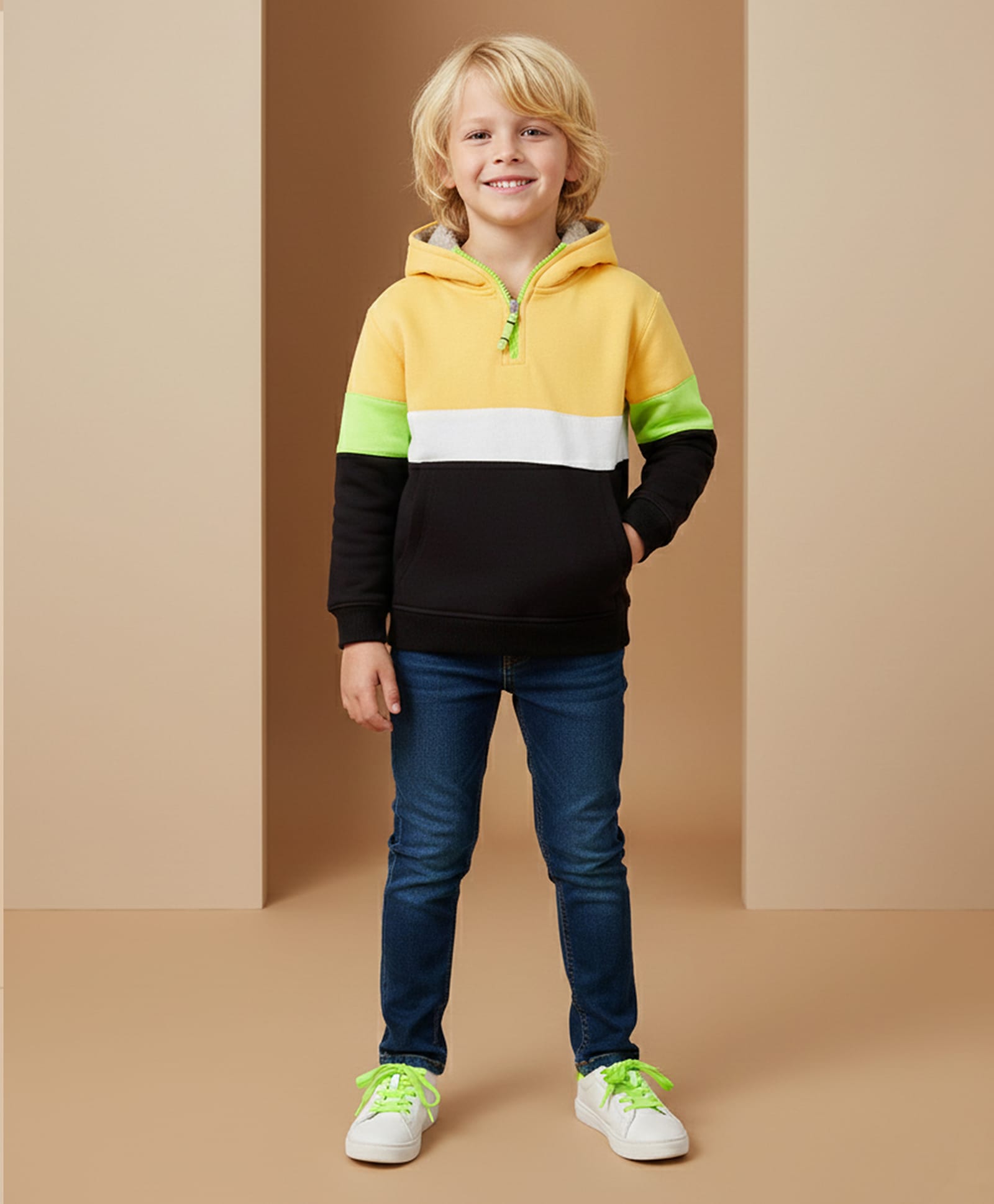 Cherry Crumble By Nitt Hyman Knit Full Sleeves Colour Blocked Winter Unisex High Neck Sweatshirt - Multi Colour-picture-23