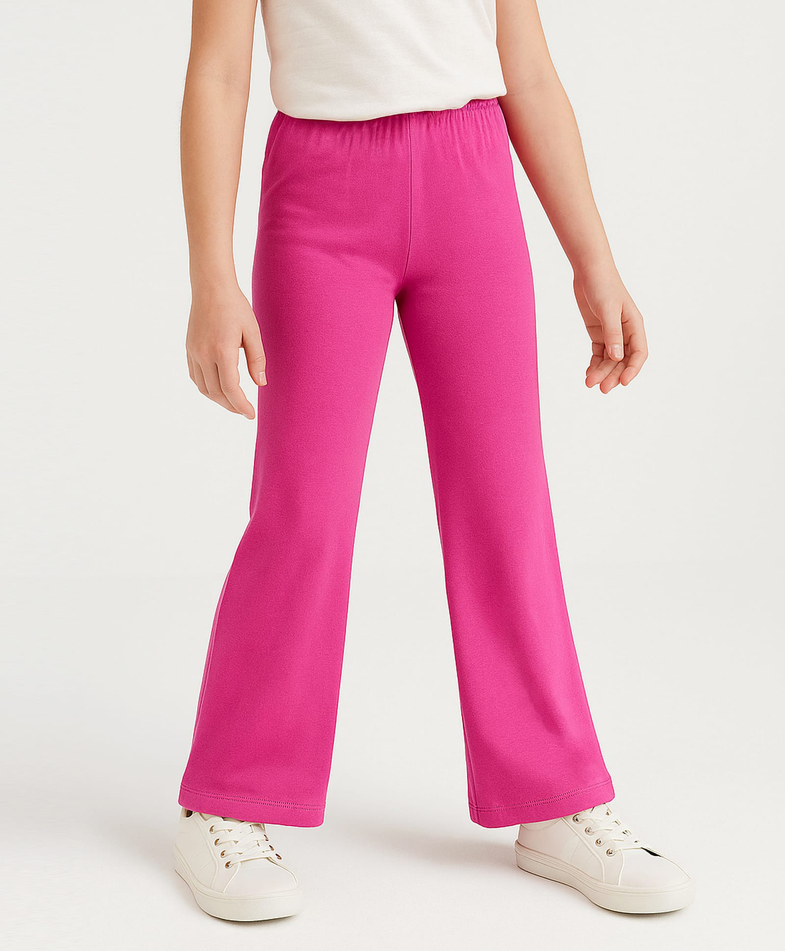 Arias Cotton Elastane Knit Full Length Solid Color Flared Leggings - Fuschia-image-16