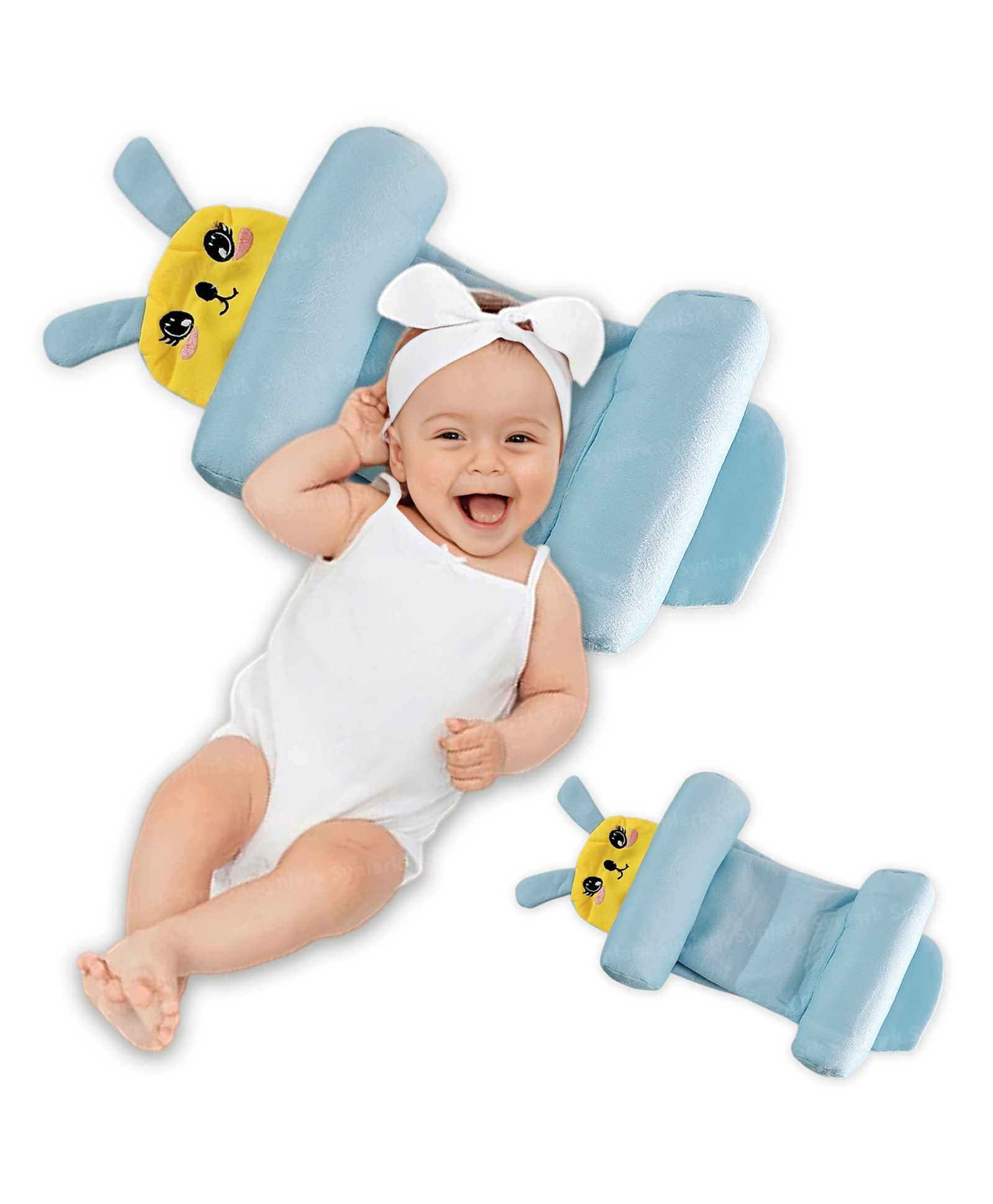 Synlark Newborn Baby Pillow Slide Support | Adjustable Soft & Comfortable Sleep Pillow Age 0 to 12 Months