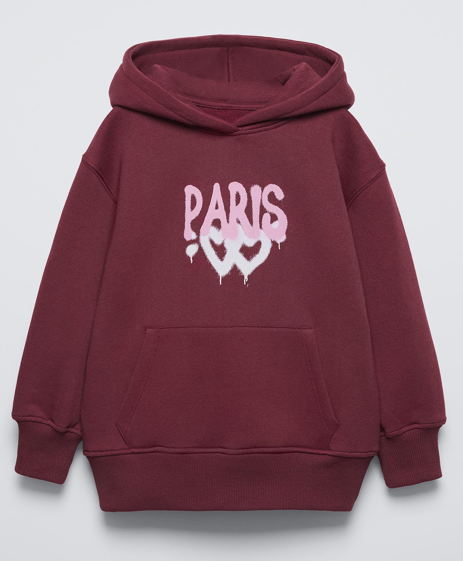 ALAN JONES Cotton Blend Knit Full Sleeves Paris Text Printed Oversized Light Winter Hoodie - Burgundy-picture-25