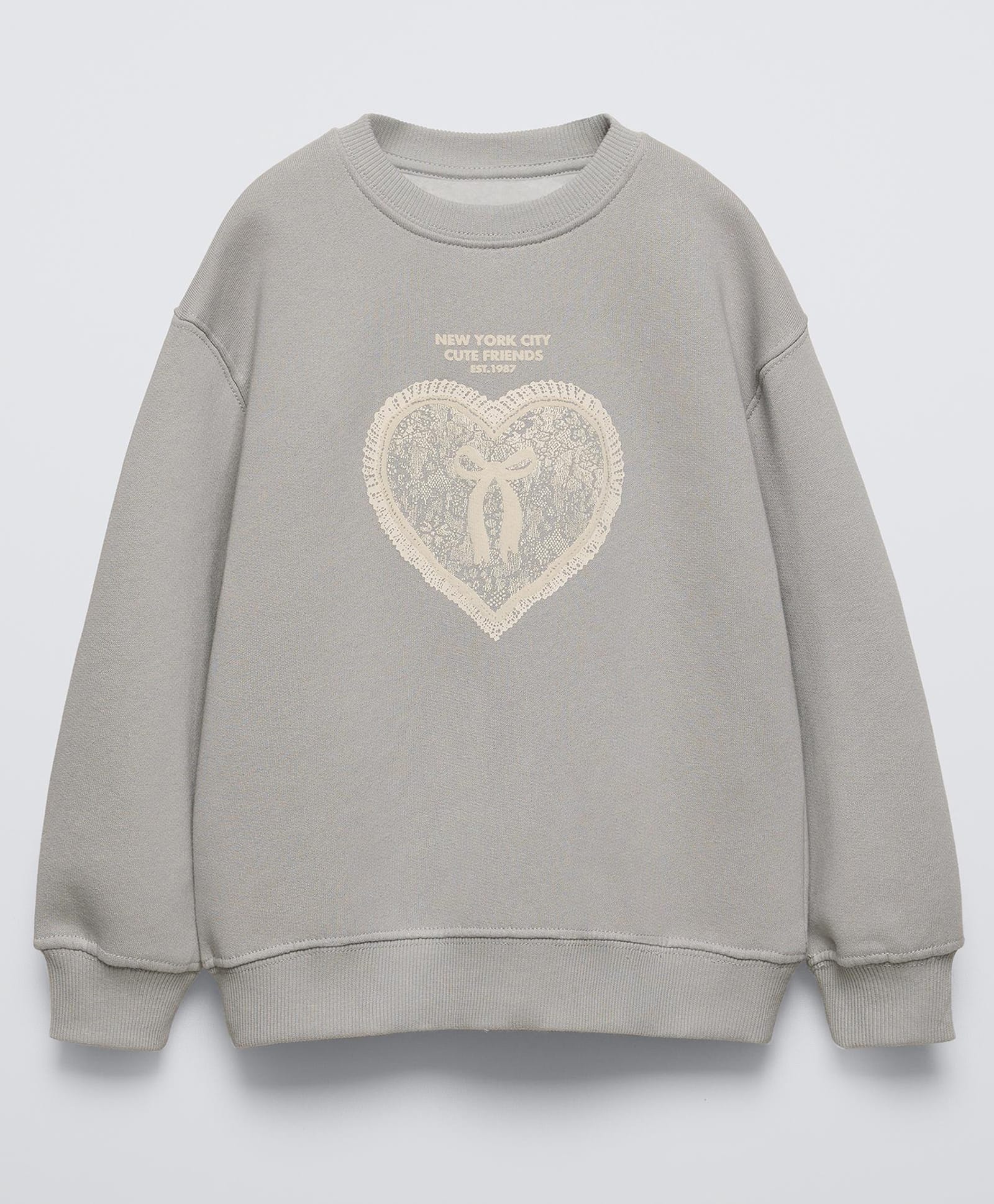 ALAN JONES Cotton Blend Knit Full Sleeves Heart Printed Oversized Light Winter Sweatshirt - Grey-image-45