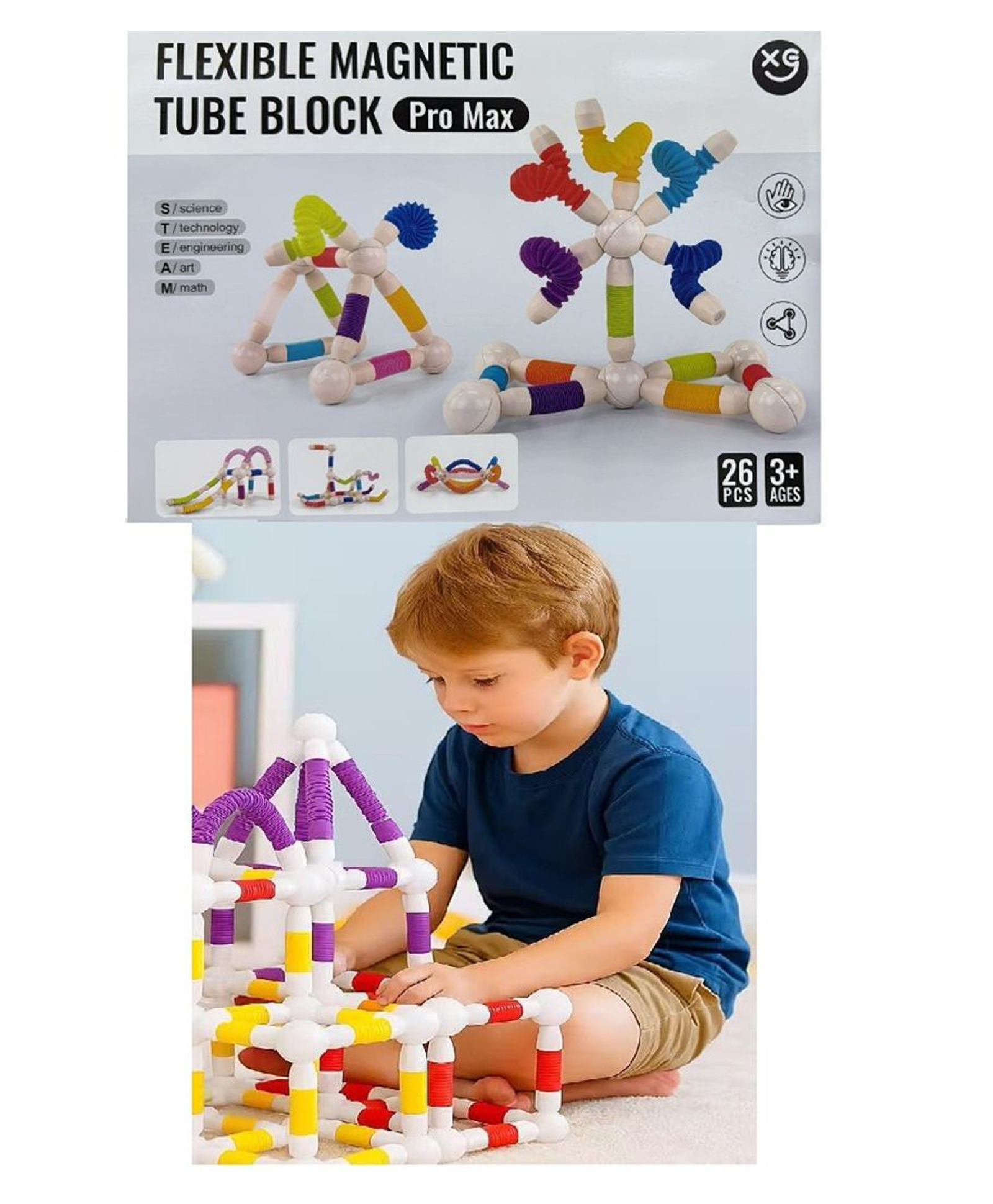 Sanjary Flexible Magnetic Sticks Building Blocks 26 pcs for Kids Toys for Girls Toys for Boys Educational Stem Learning Magnet Stick color design may vary-image-42