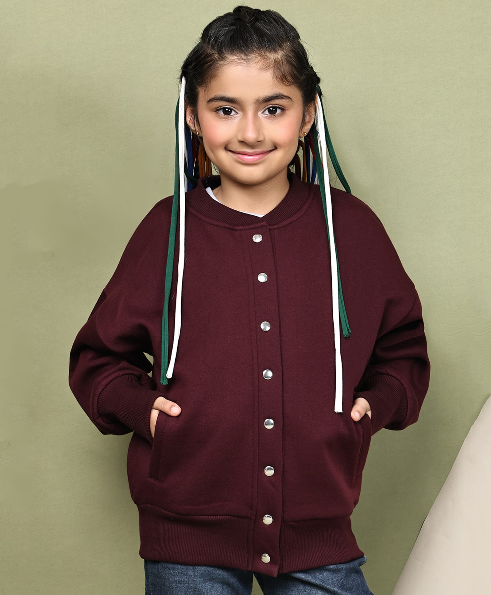 BaawRi Cotton Fleece Full Sleeves Solid Jacket - Wine-picture-15