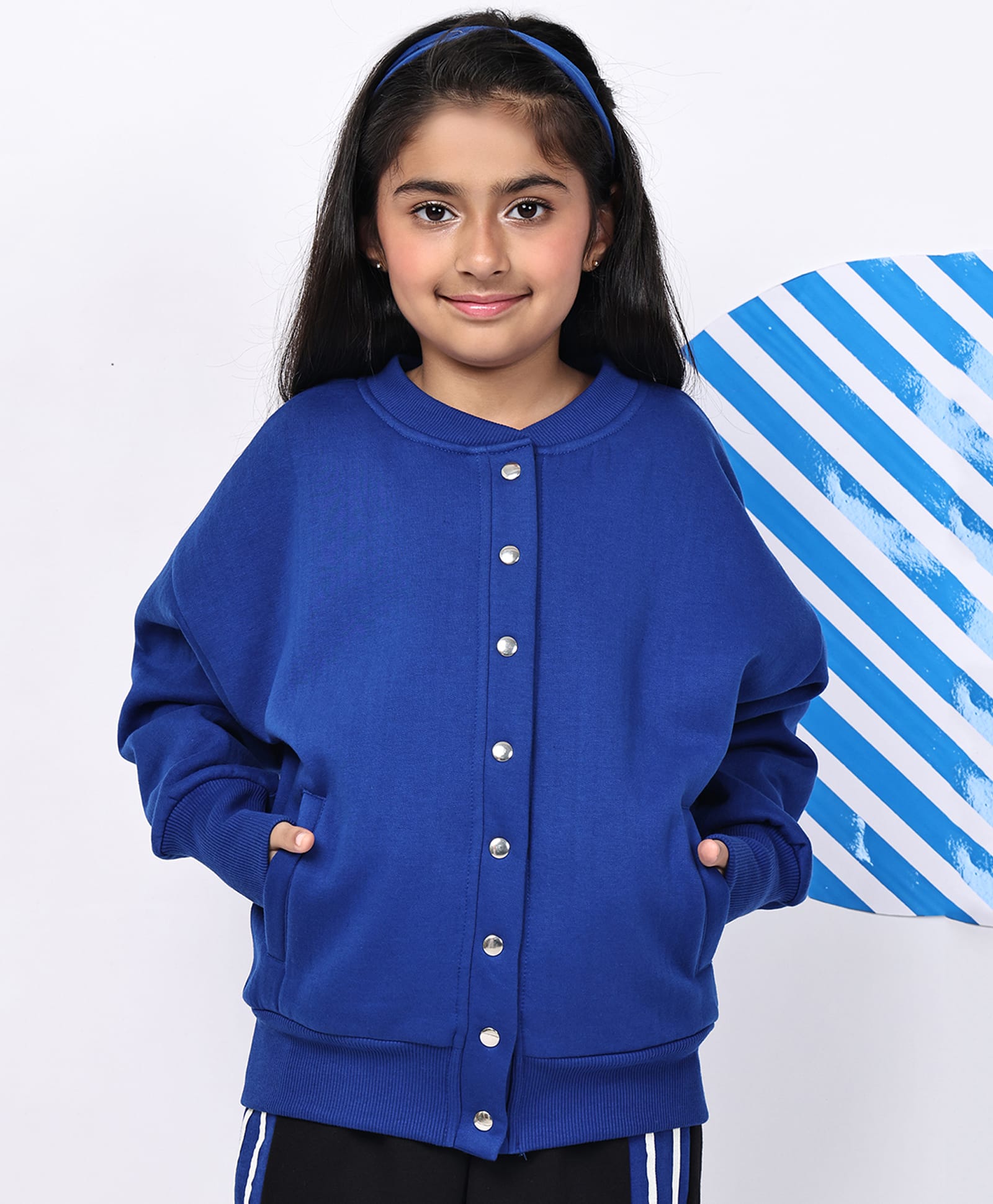 BaawRi Cotton Fleece Full Sleeves Solid Jacket - Blue-picture-13