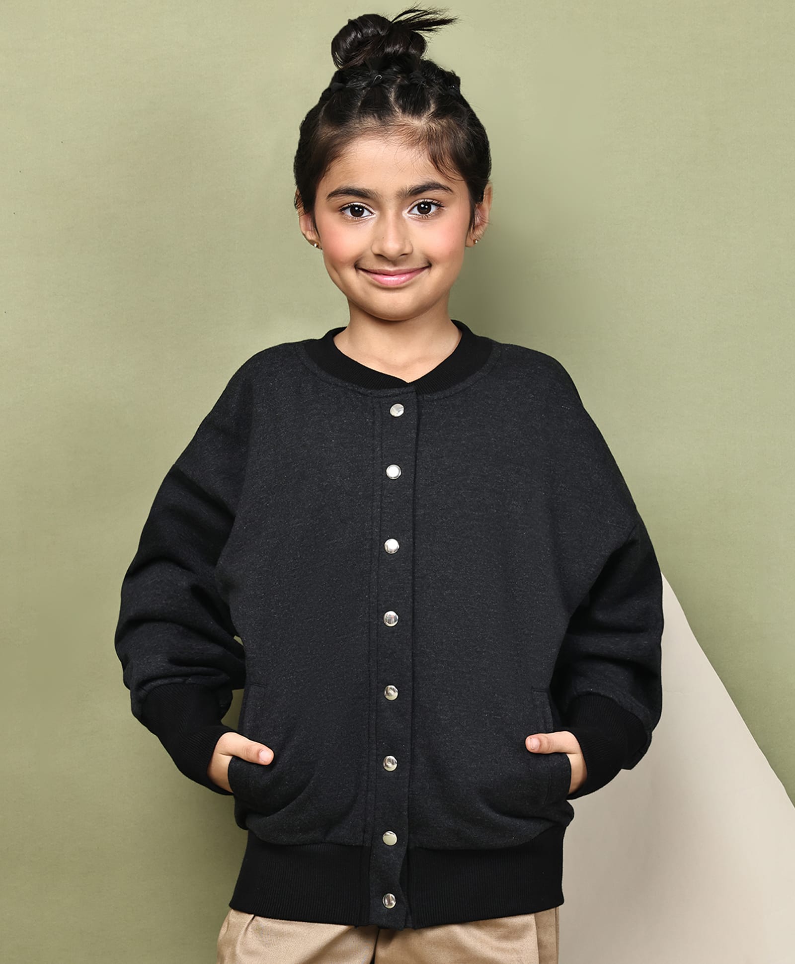 BaawRi Fleece Knit Full Sleeves Solid Light Winter Jacket - Dark Melange-image-10